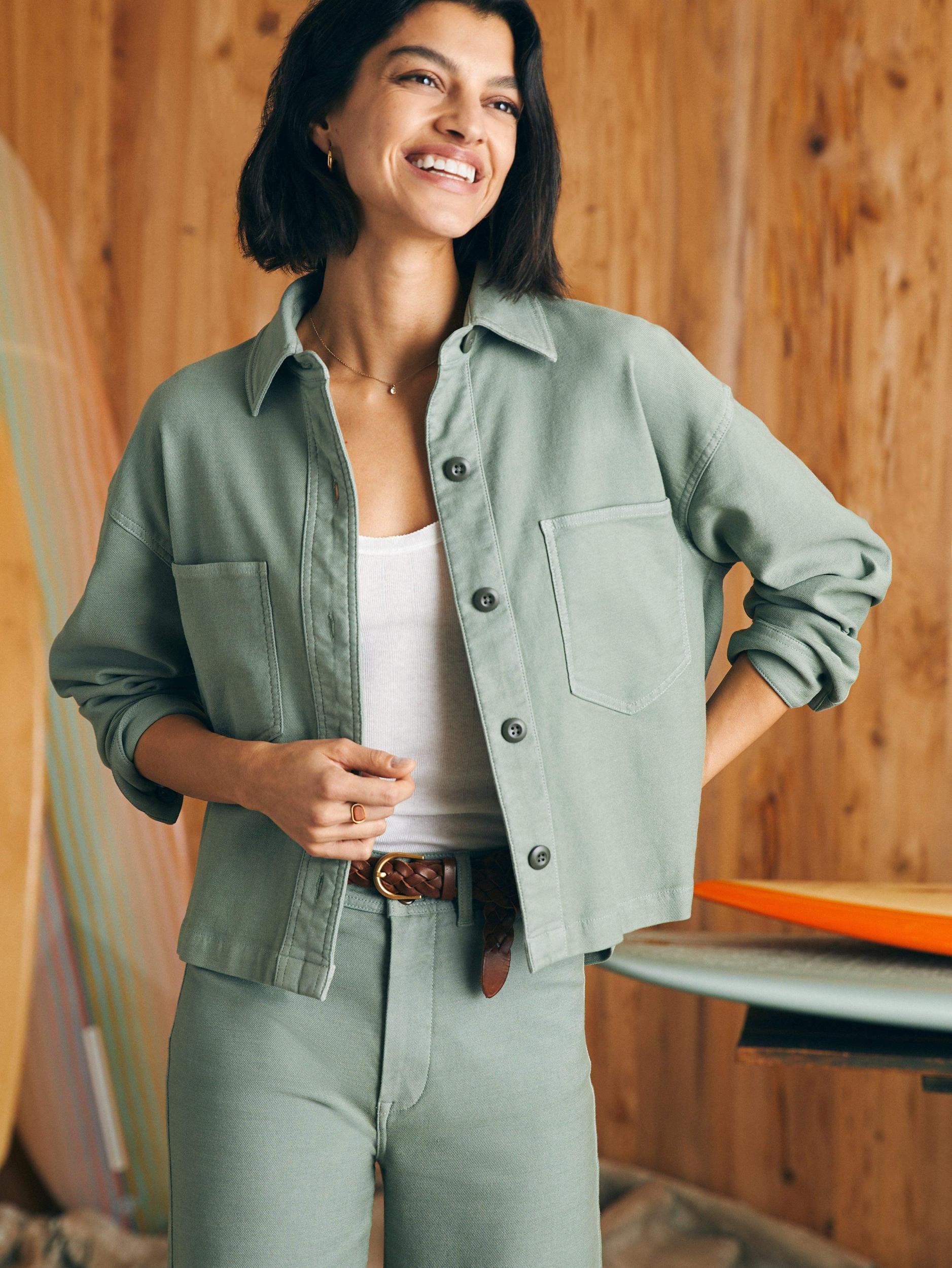 Stretch Terry Overshirt - Coastal Sage Female Product Image