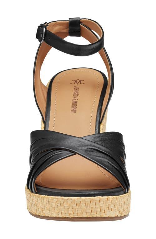 Johnston  Murphy Womens Marcia Leather Cross-Band Espadrille Platform Wedge Sandals Product Image