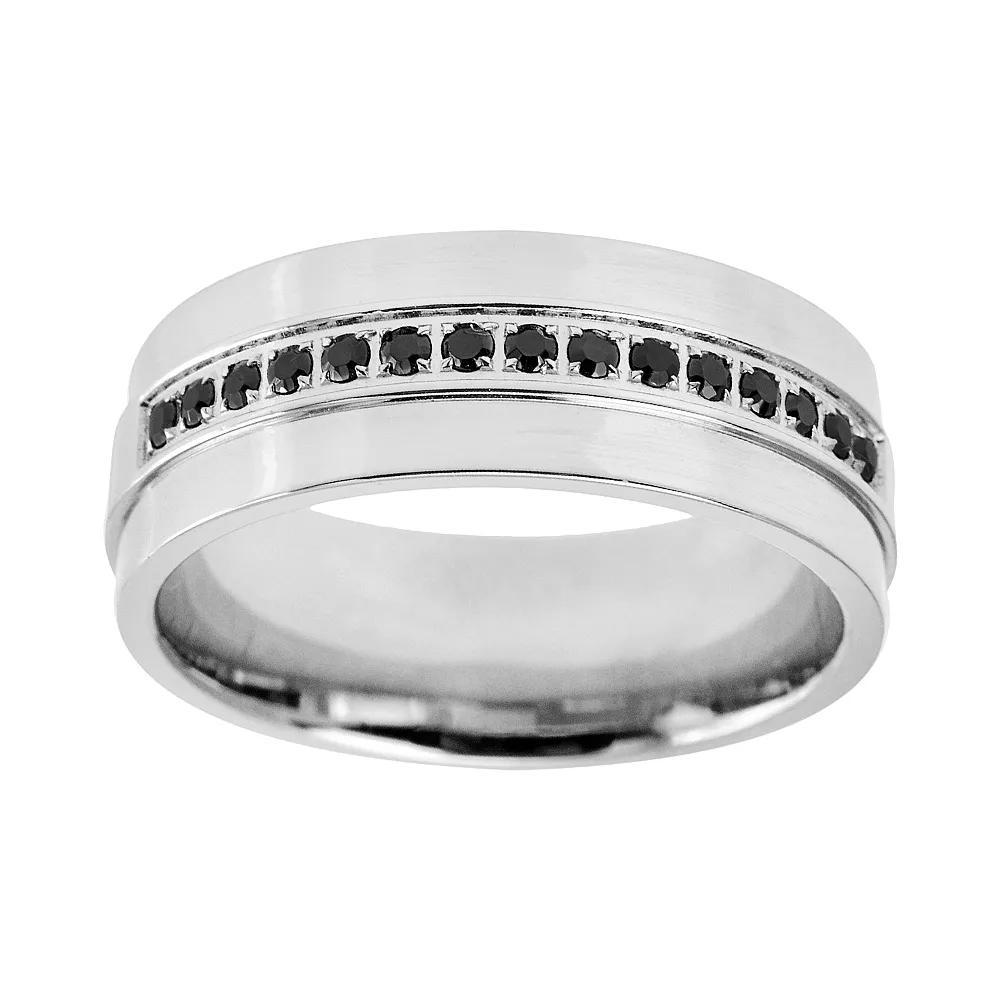 Stainless Steel .15-ct. T.W. Black Diamond Band - Men, Men's, Size: 12 Product Image