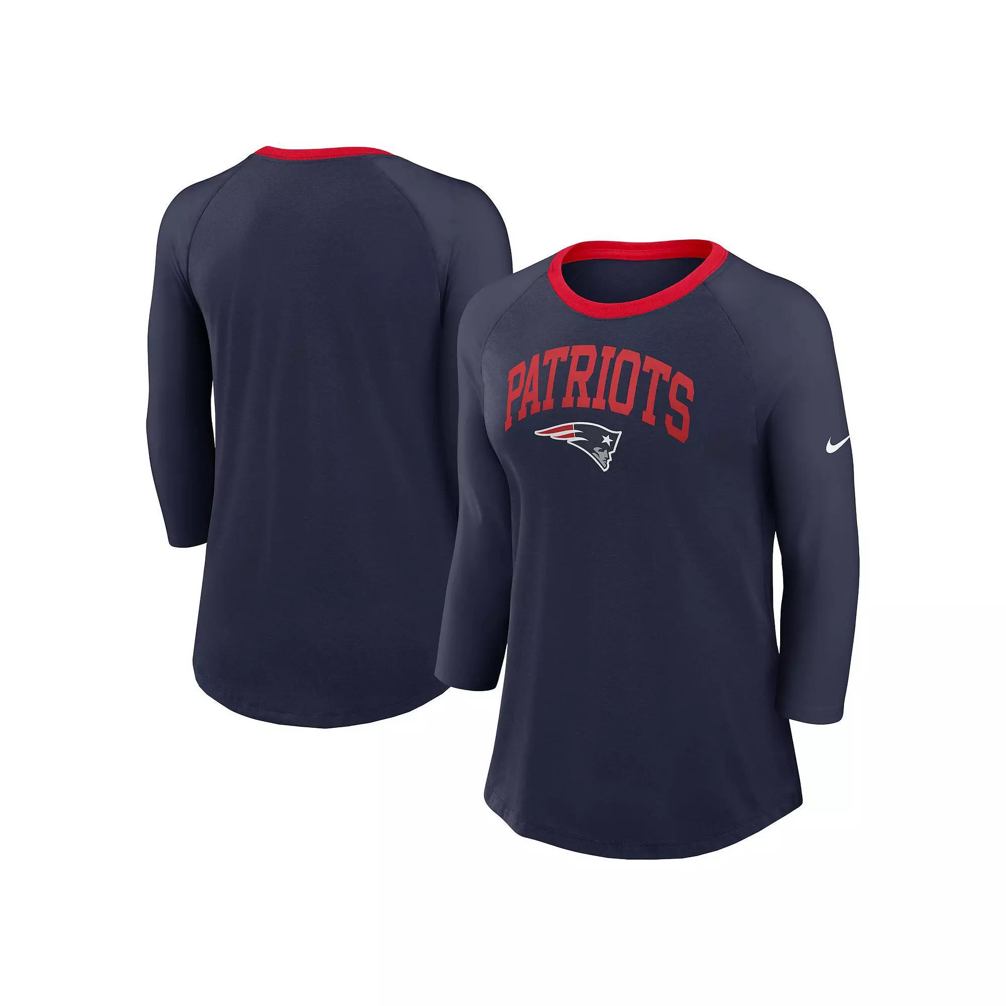 Women's Nike Royal New York Giants Raglan 3/4 Sleeve T-Shirt, Size: XS, Blue Product Image