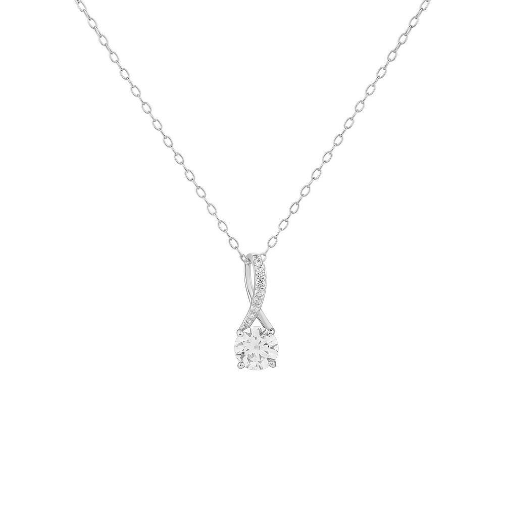 PRIMROSE Sterling Silver Pave Cubic Zirconia Twisted Bale Pendant Necklace, Women's, Size: 18" Product Image
