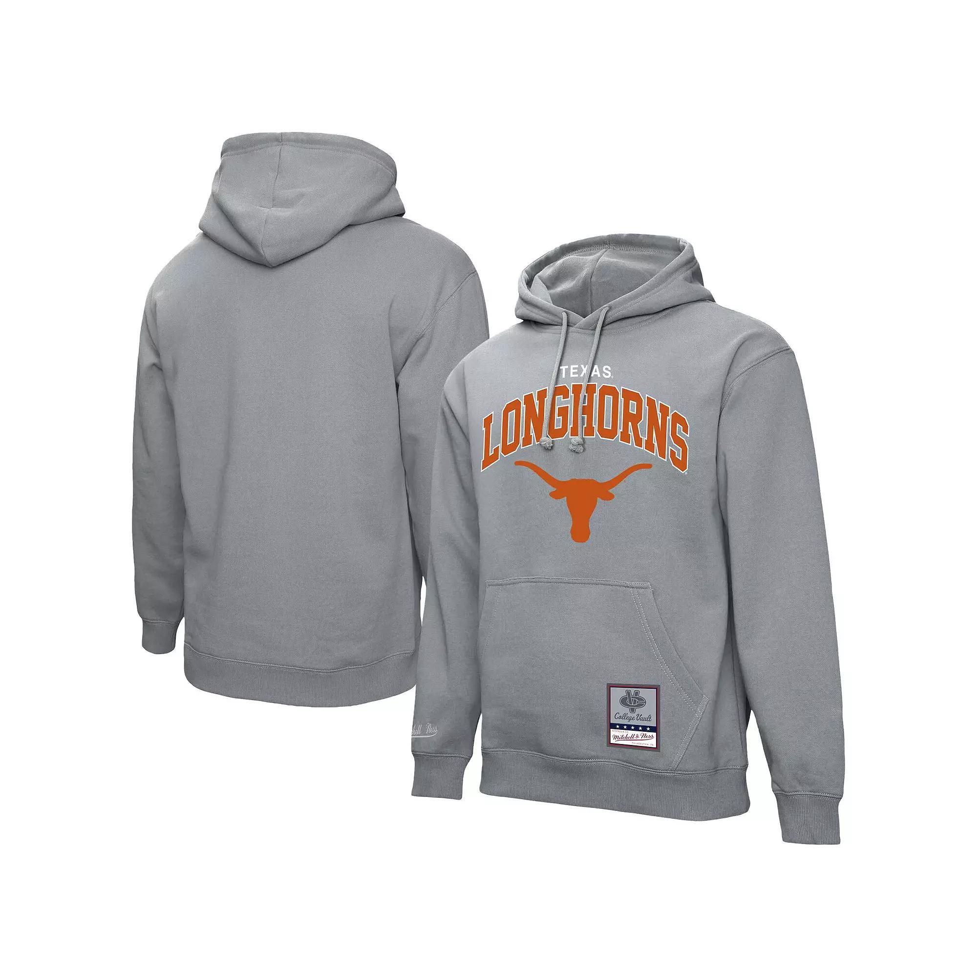 Men's Mitchell & Ness  Heather Gray Texas Longhorns Classic Arch Pullover Hoodie, Size: 3XL, Grey Product Image