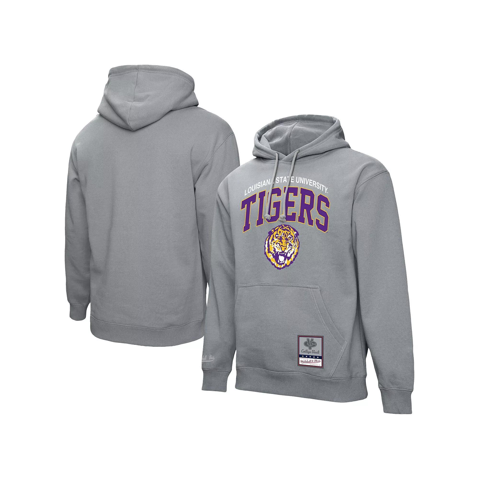 Men's Mitchell & Ness  Heather Gray LSU Tigers Classic Arch Pullover Hoodie, Size: Large, Grey Product Image