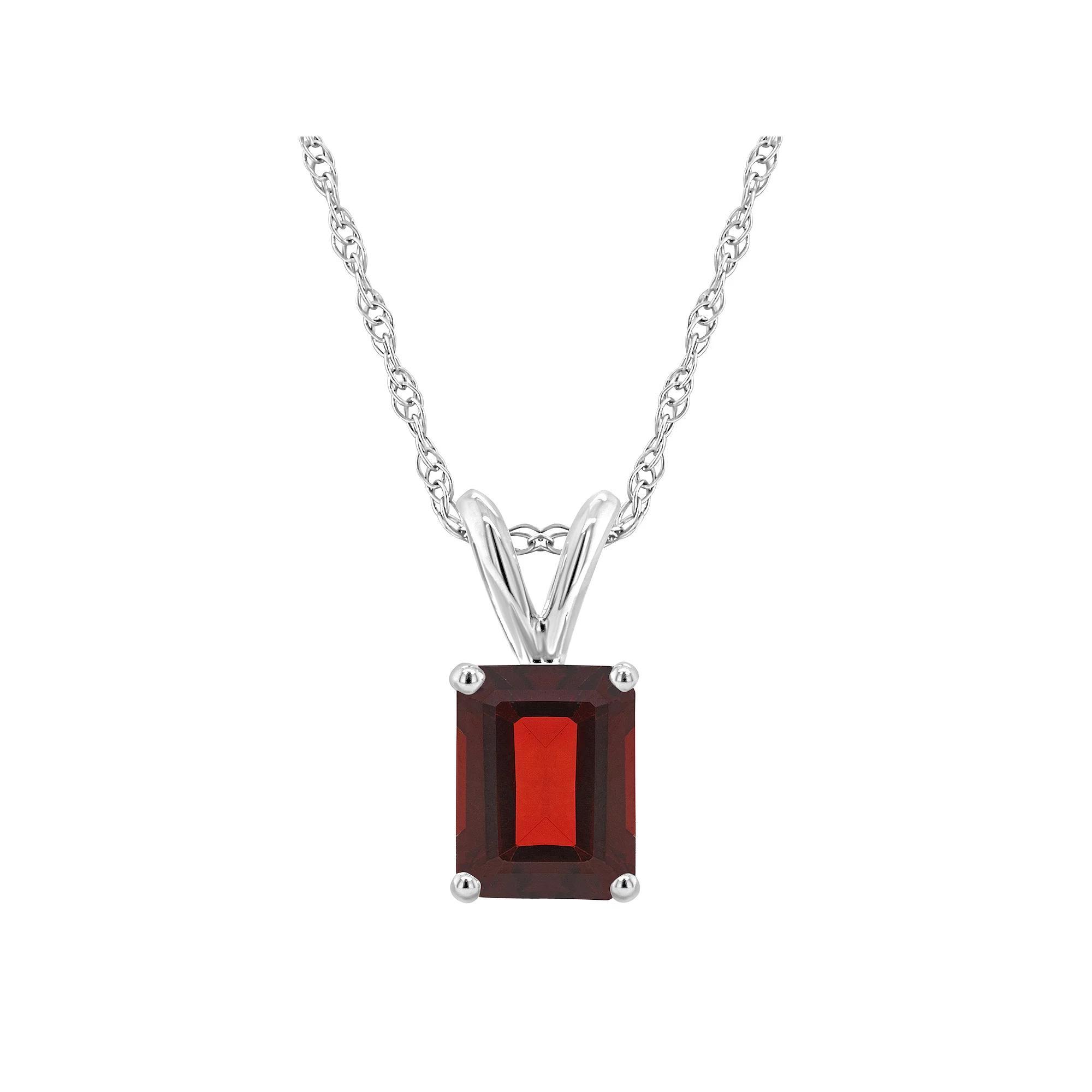 Celebration Gems 14k Gold Emerald Cut Garnet Pendant Necklace, Women's, Size: 18", 14k Whgold Product Image