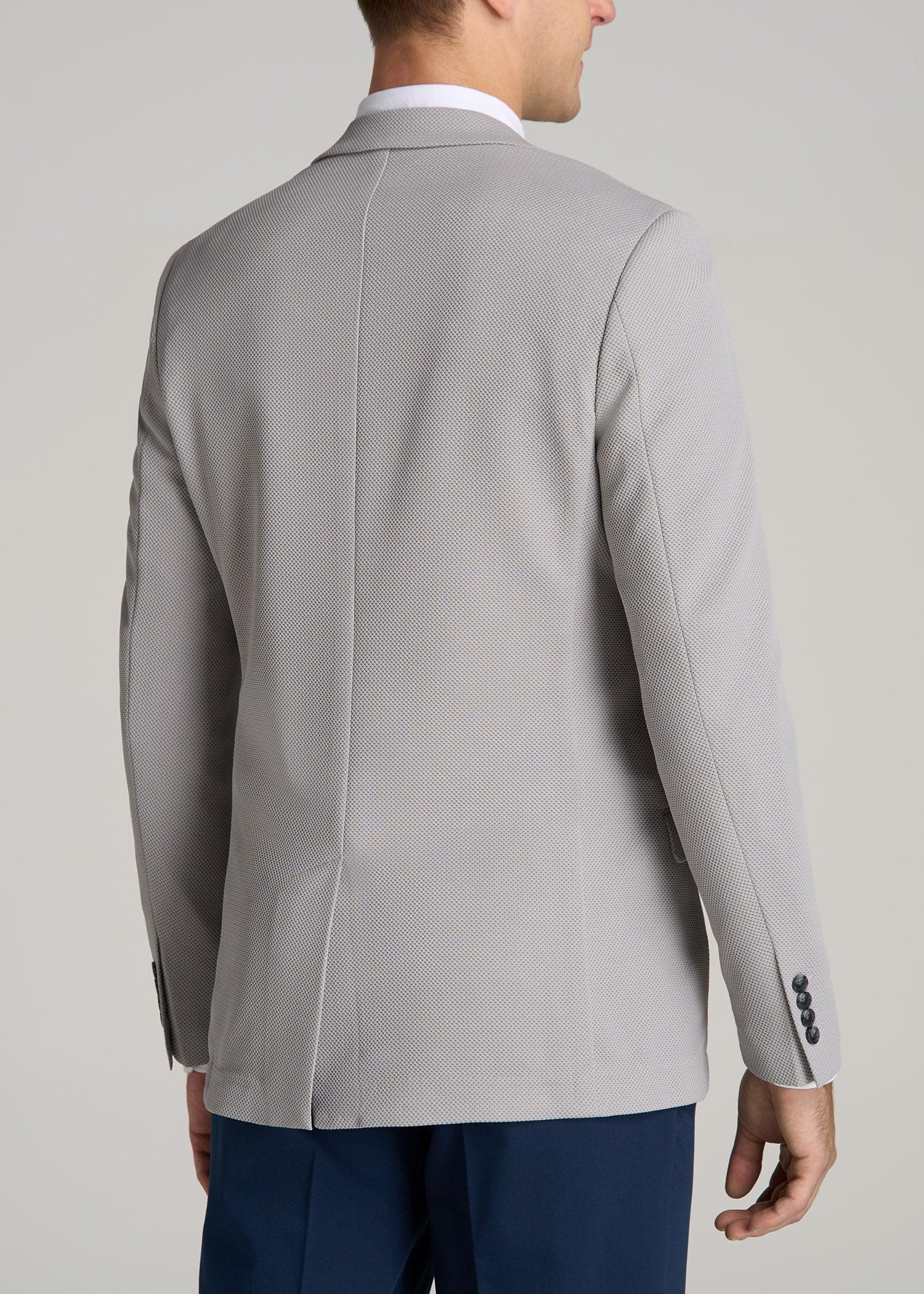 Textured Blazer for Tall Men in Soft Grey Product Image