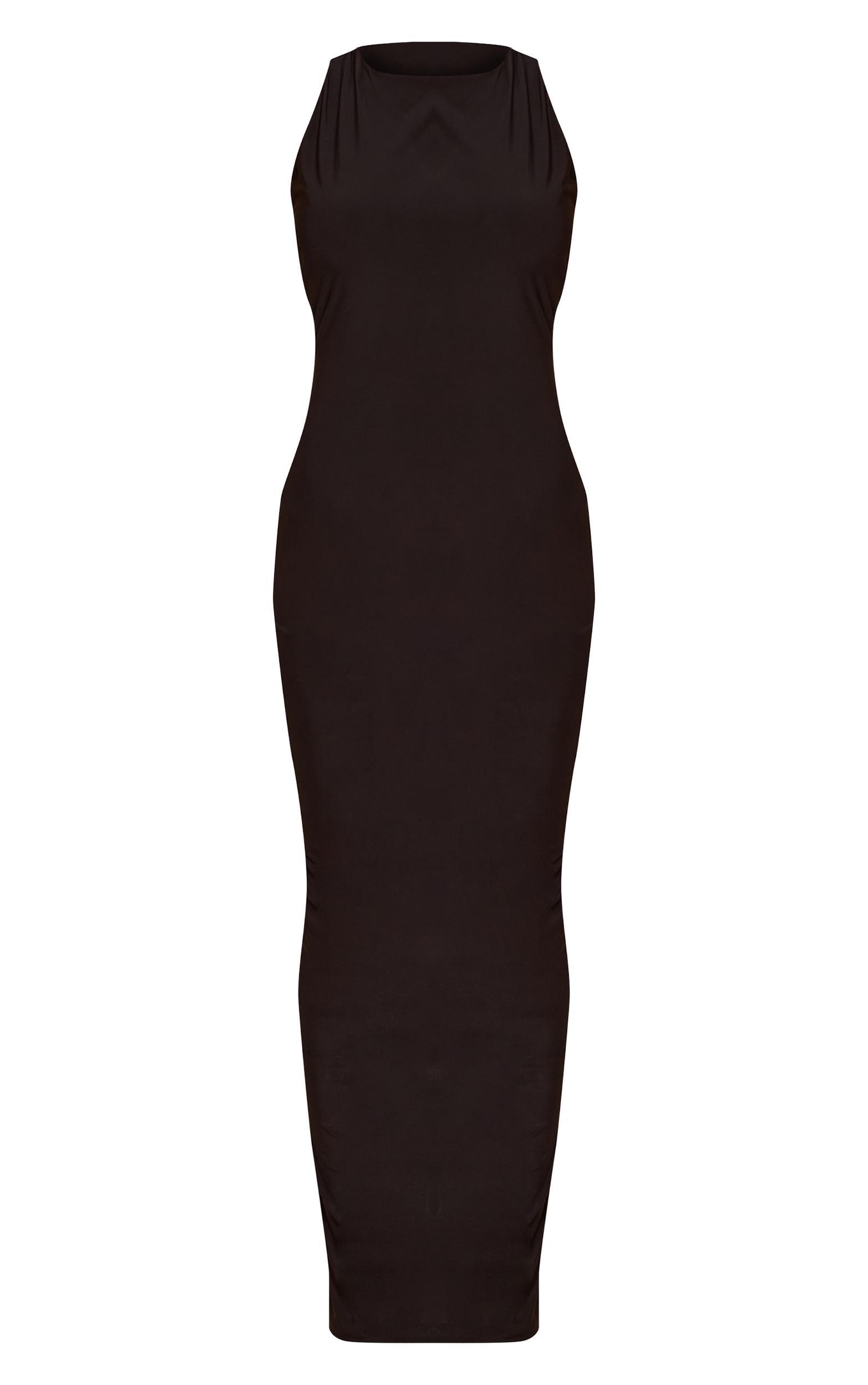 Petite Black Cut Out Side Ruched Hem Maxi Dress Product Image