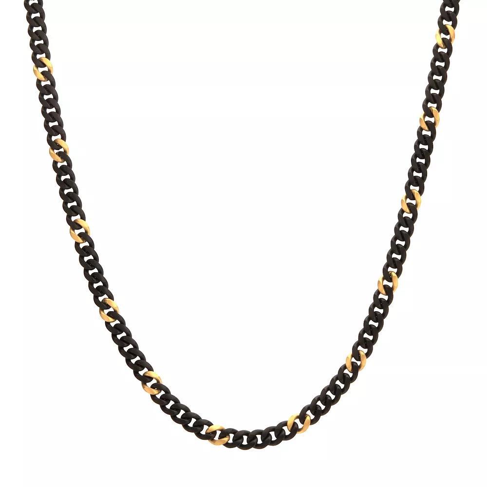Men's Two-Tone Stainless Steel Cuban Chain Necklace, Size: 22", Gold Black Tone Product Image