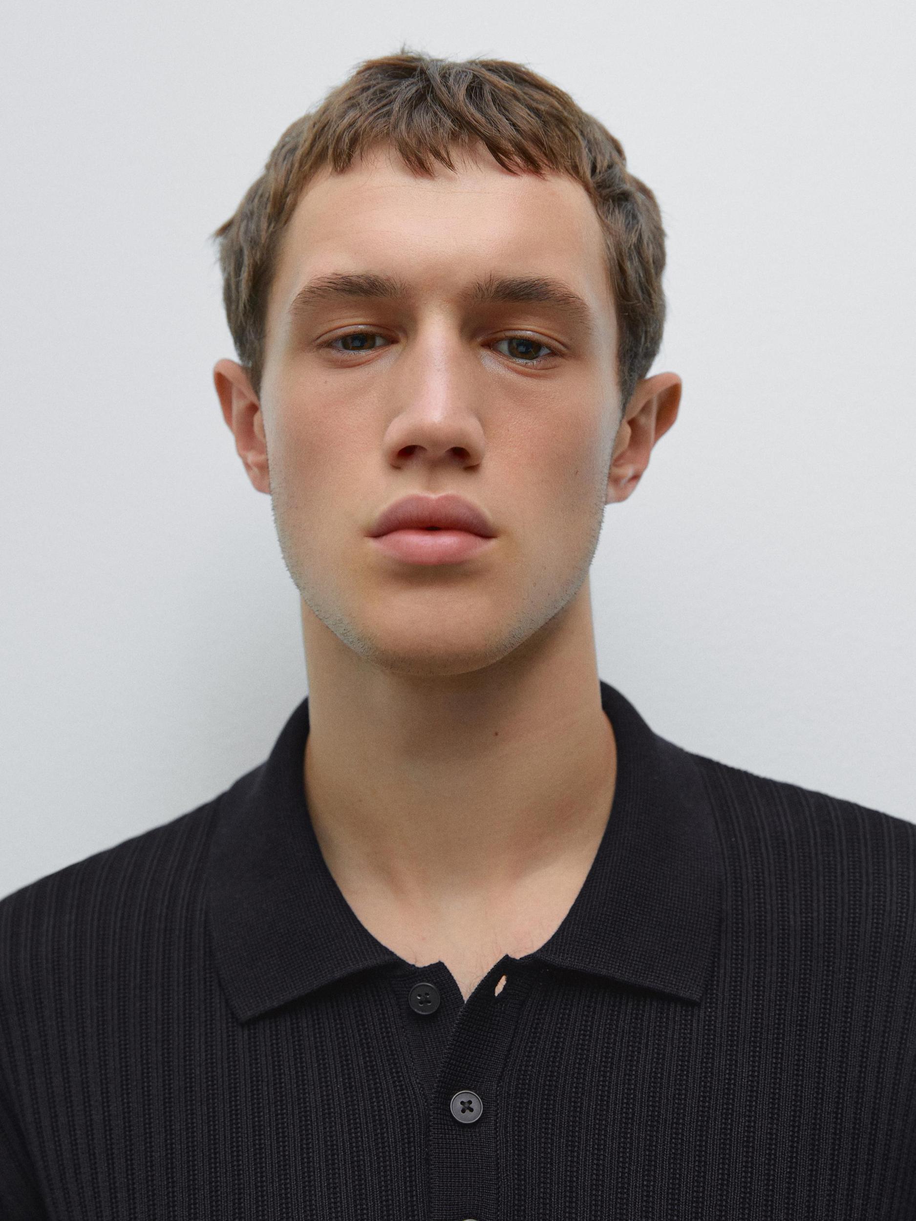 Cotton blend knit polo sweater Product Image