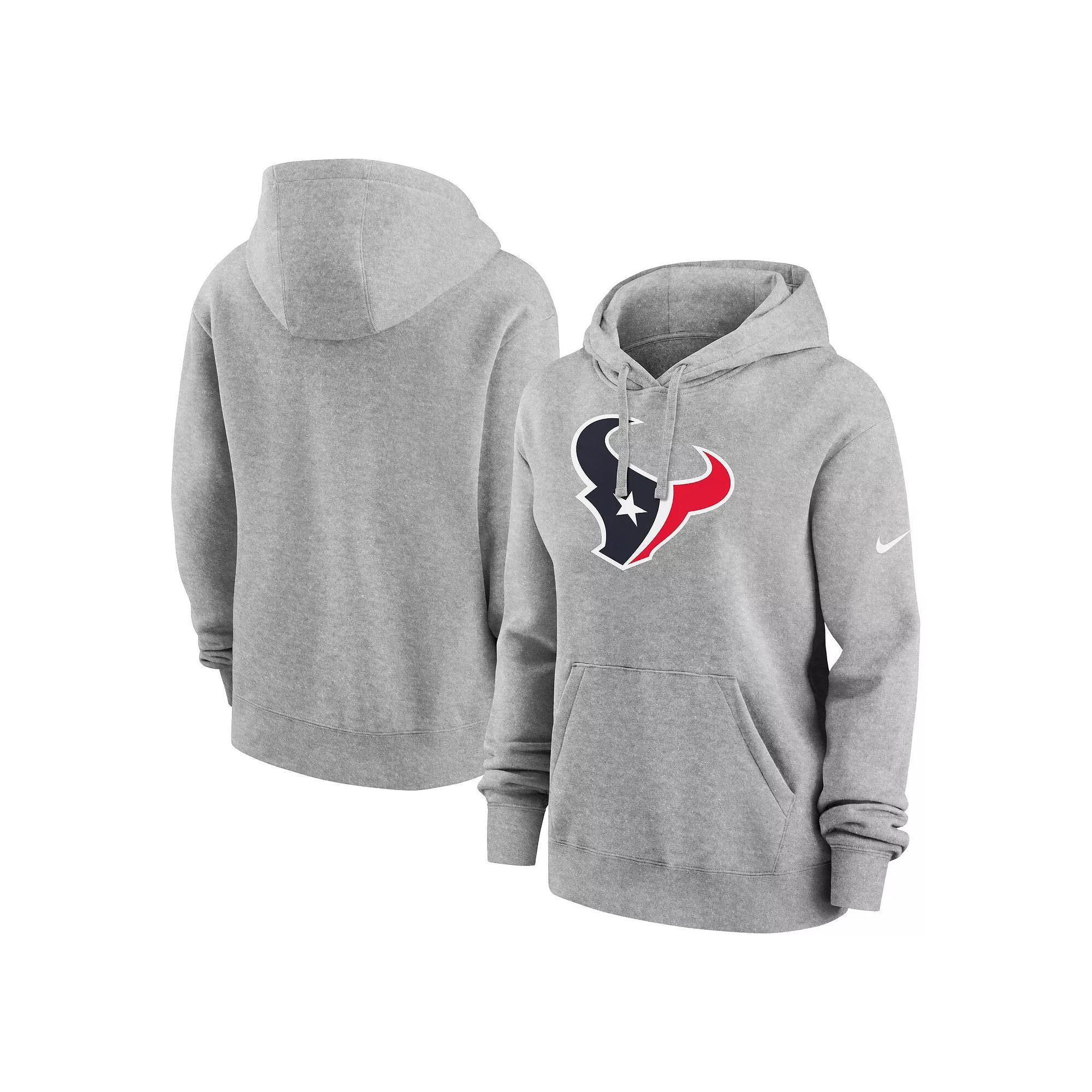 Women's Nike Heather Charcoal Houston Texans Club Fleece Pullover Hoodie, Size: Medium, Grey Product Image