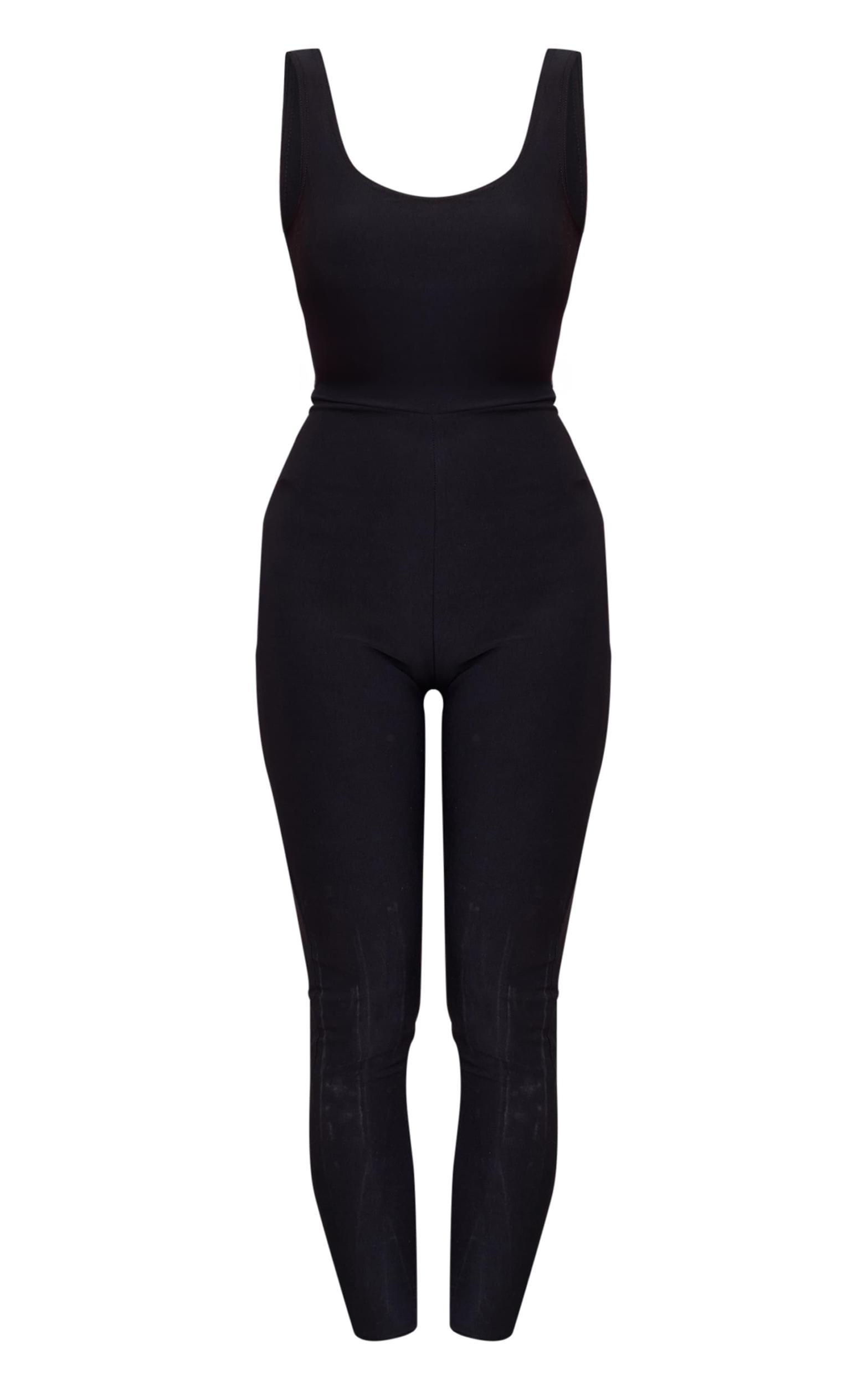 Black Slinky Sleeveless Scoop Neck Jumpsuit Product Image