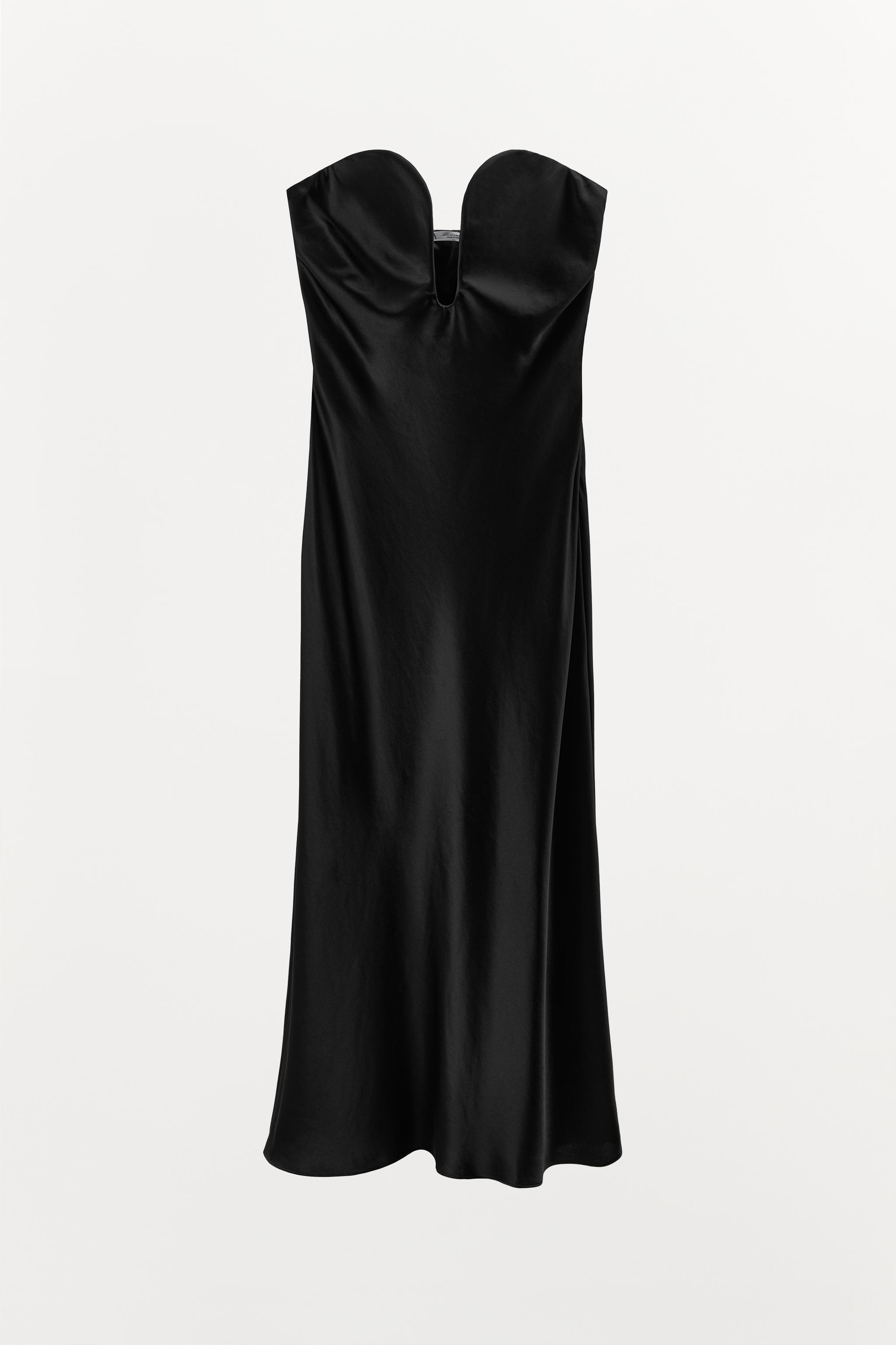 SWEETHEART NECKLINE SATIN EFFECT DRESS Product Image