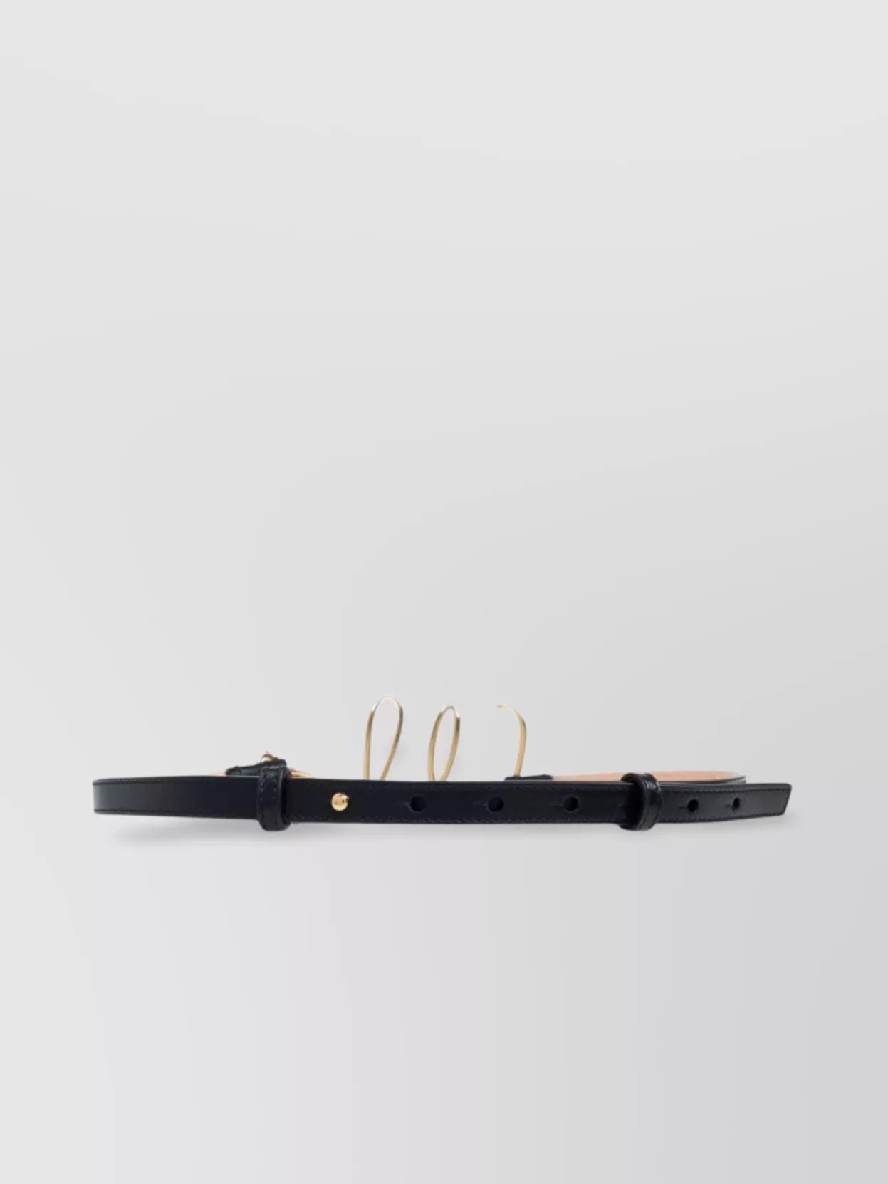 CHLOÉ Iconic Leather Belt Gold-tone Hardware In Black Product Image
