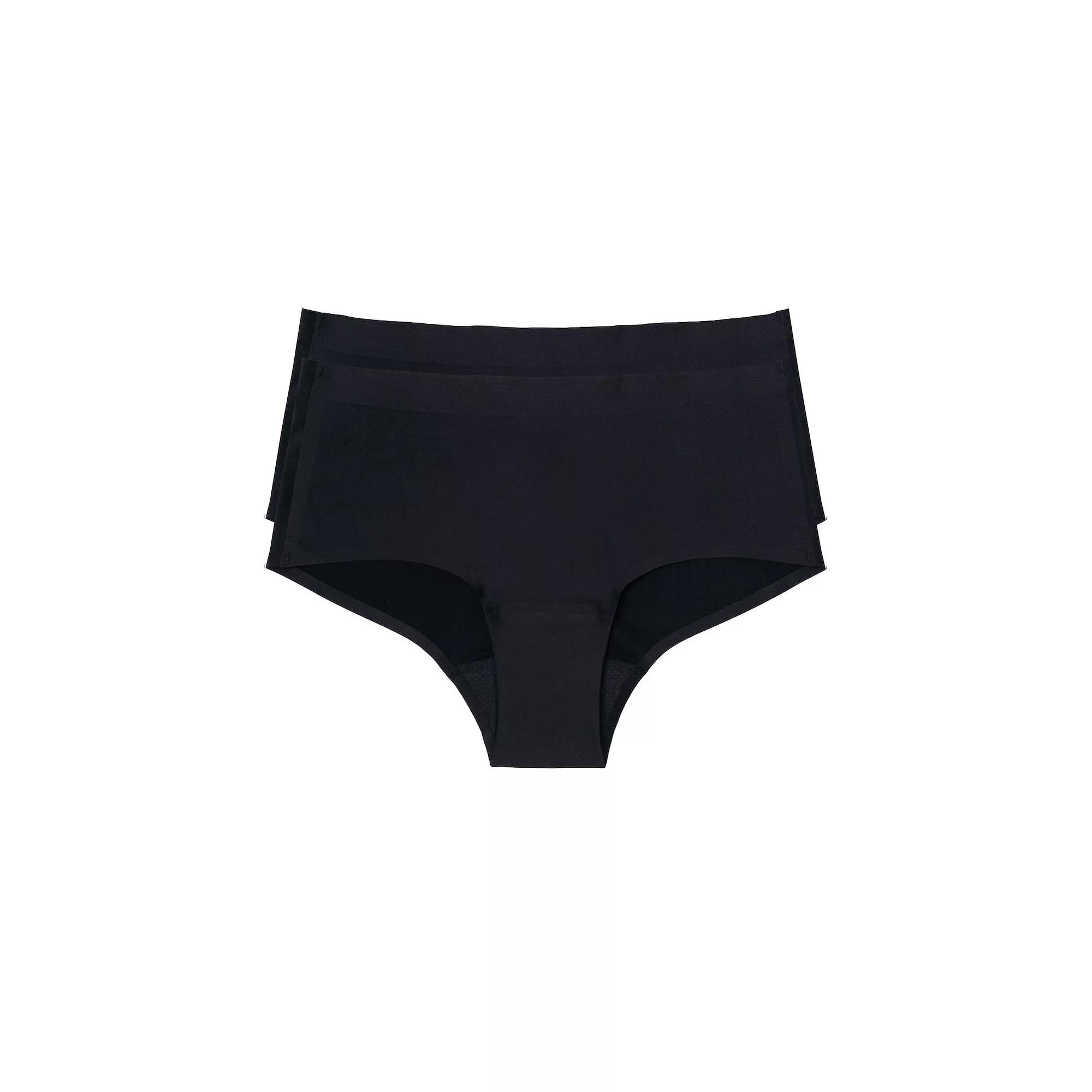 Women's the natural® Leakproof Boyshort Panty 2 Pack 6058, Size: Large, Black Product Image