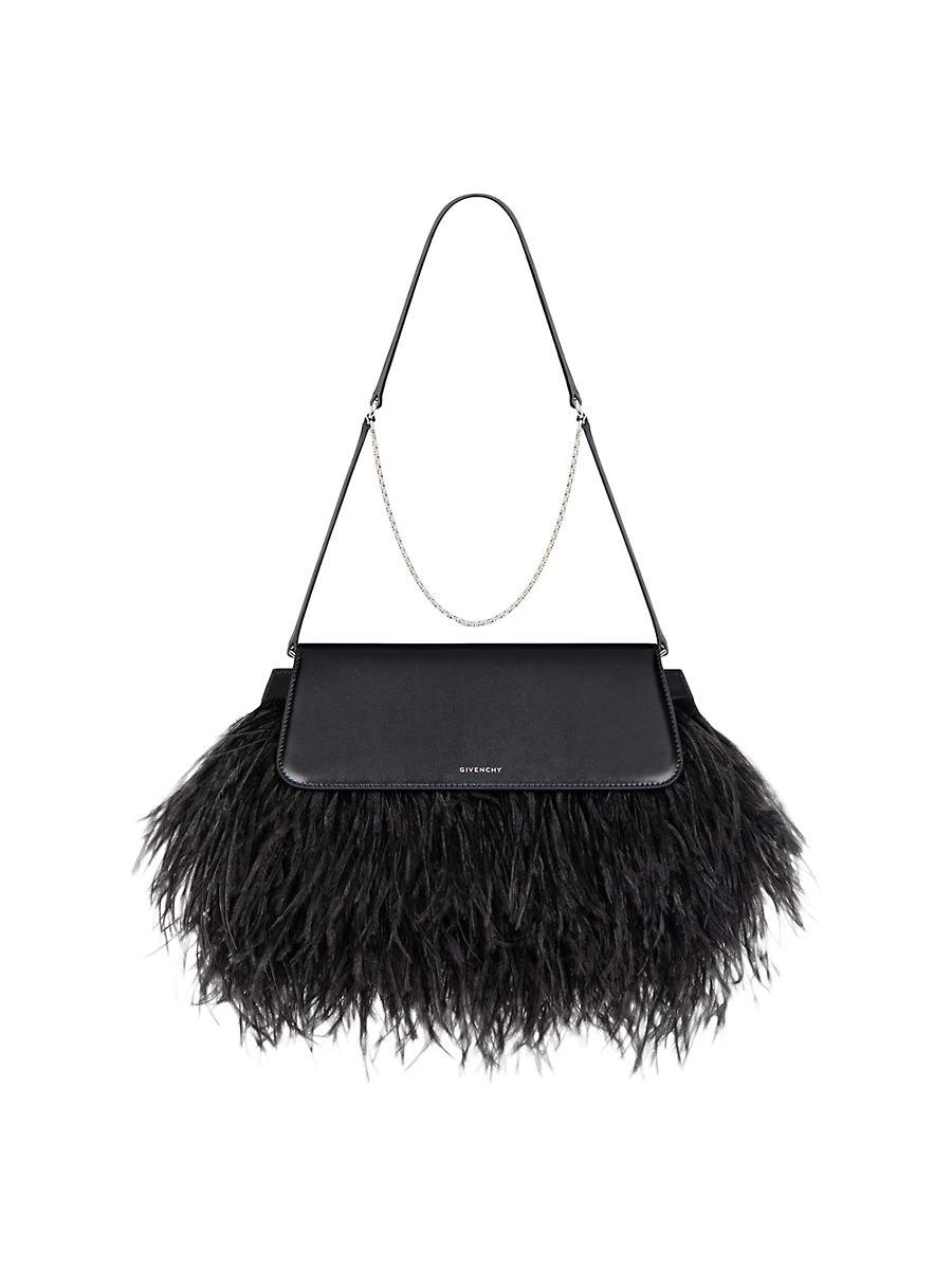 Womens Voyou Clutch Bag in Leather and Feathers Product Image