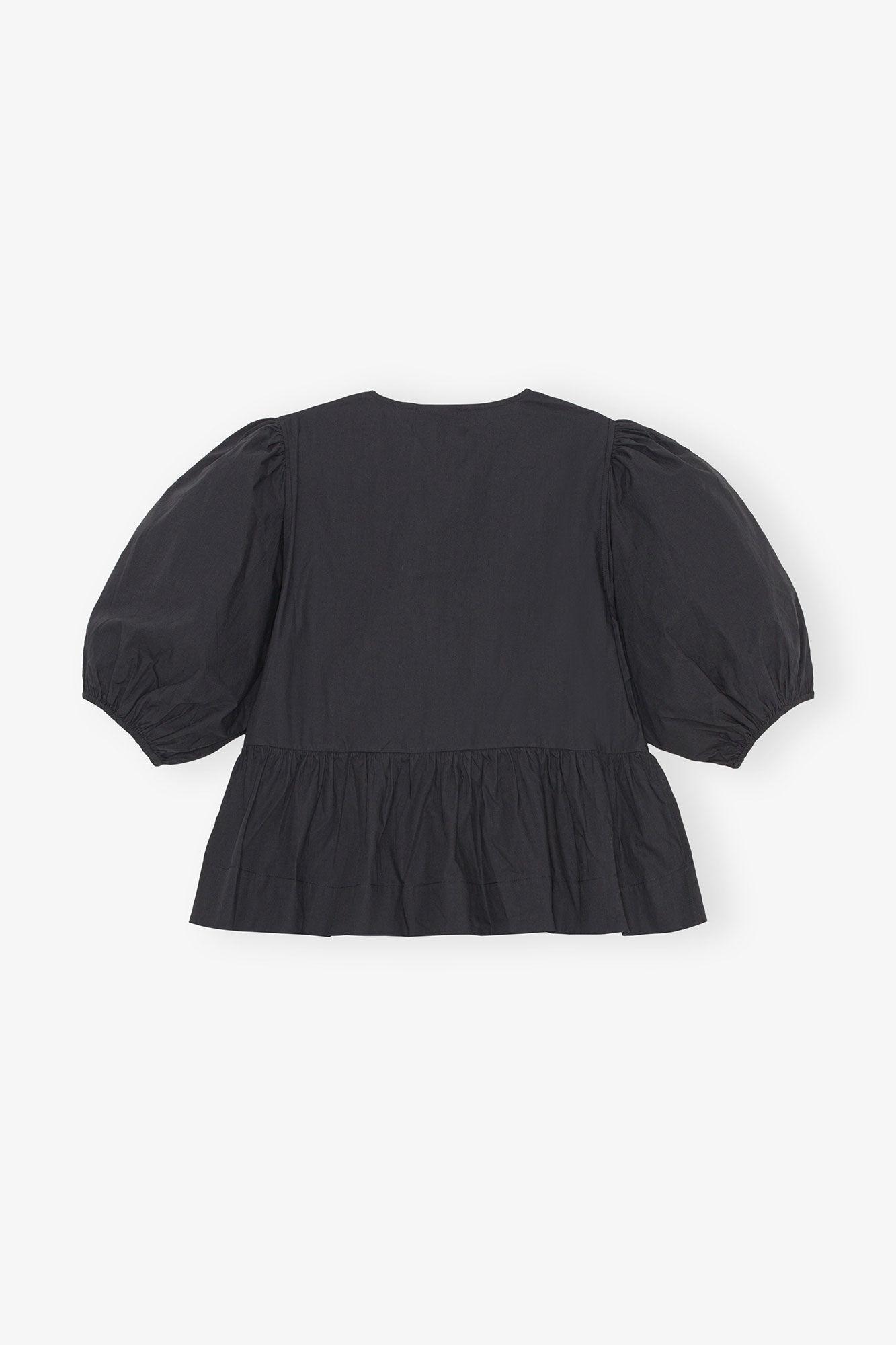 Cotton Poplin Peplum Tie Blouse Product Image