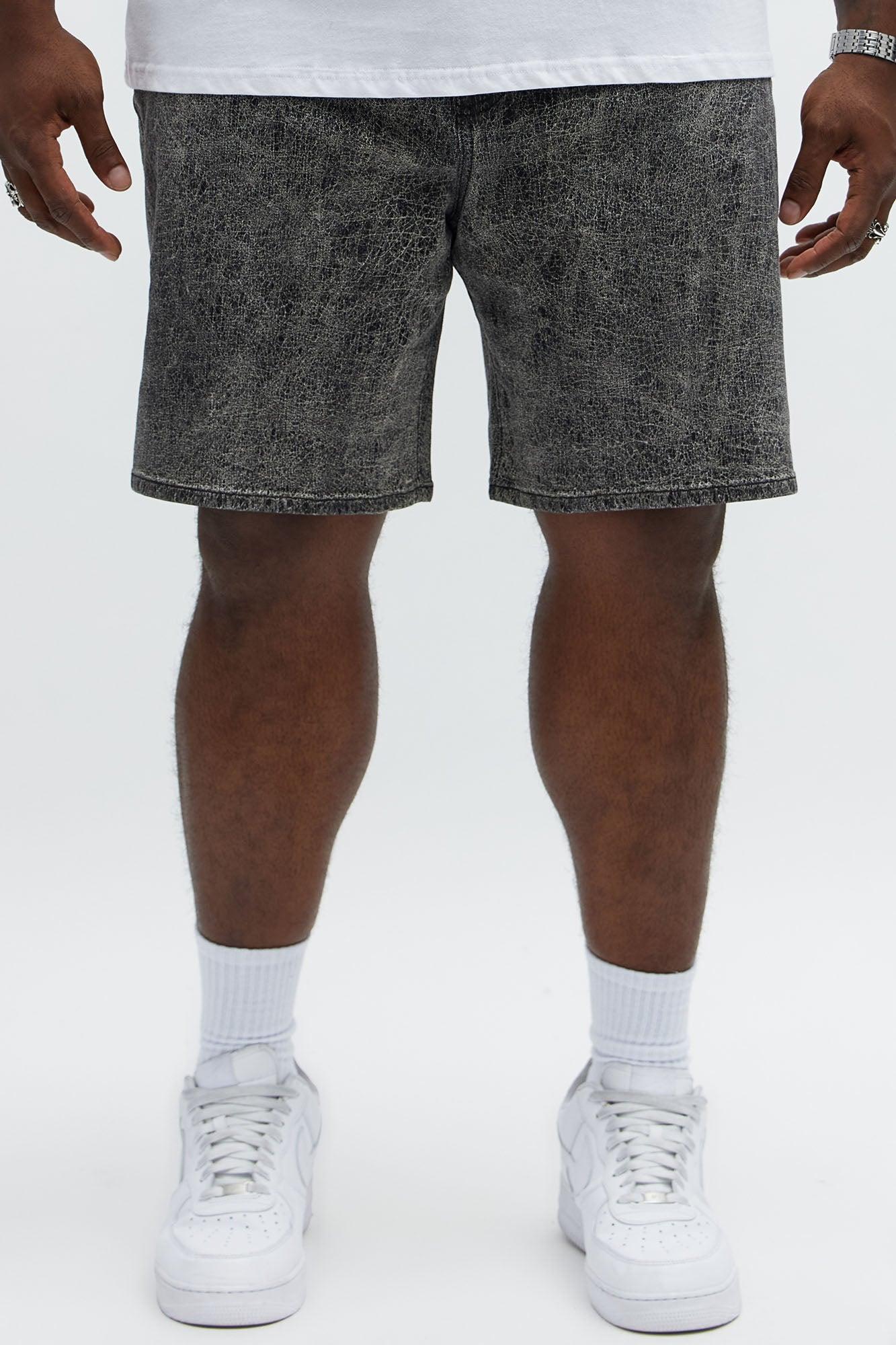 Relaxed Crack The Code Denim Shorts - Grey Product Image