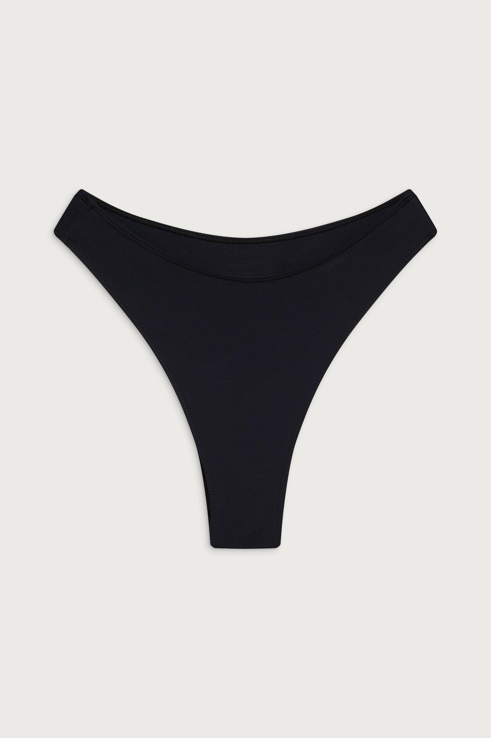 Laura High Waist Cheeky Bikini Bottom - Black Product Image