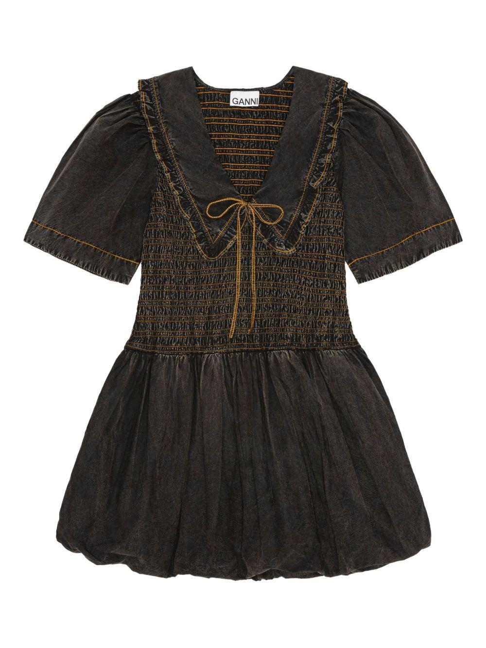 smocked dress with puff sleeves Product Image