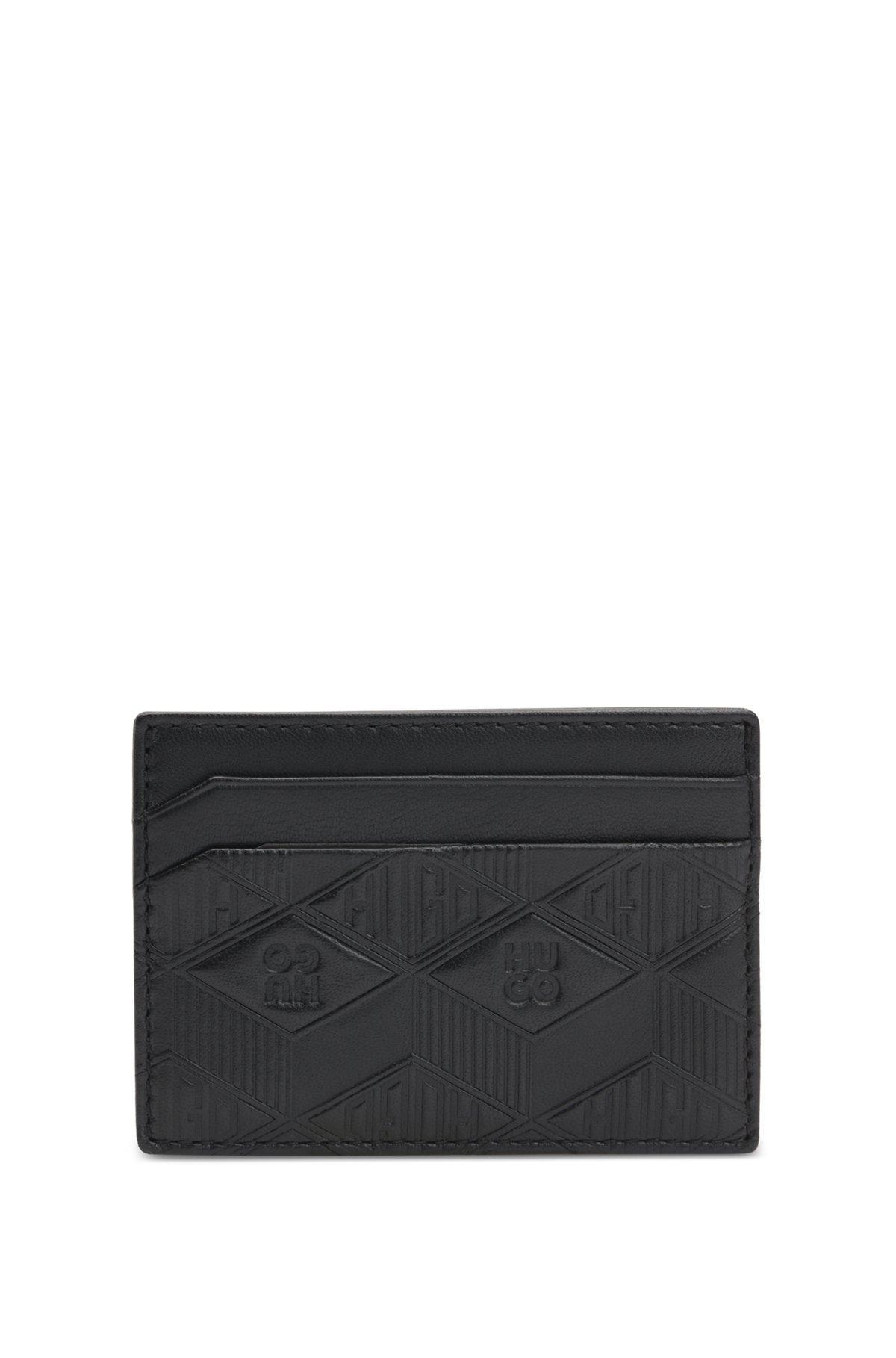 Leather card holder with geometric logos Product Image