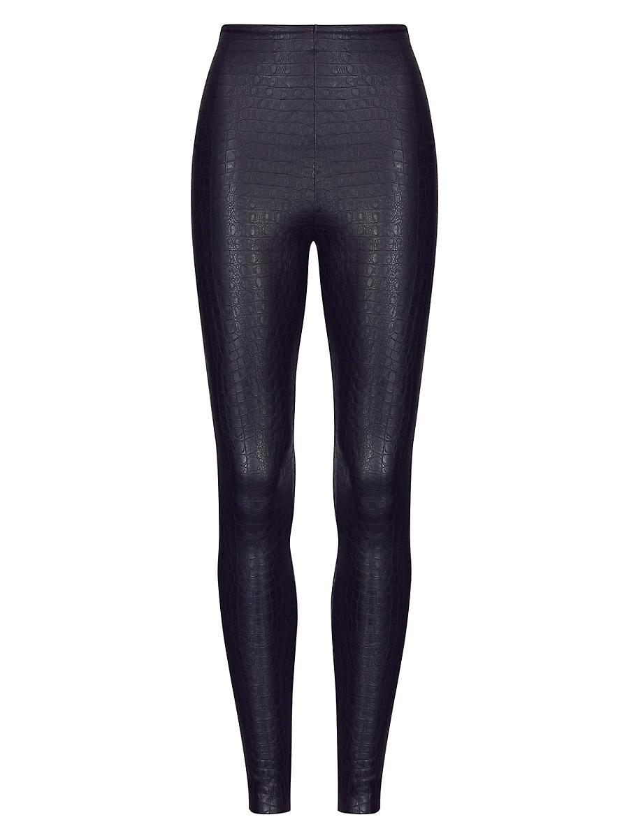 Womens Faux-Leather Croc Leggings Product Image