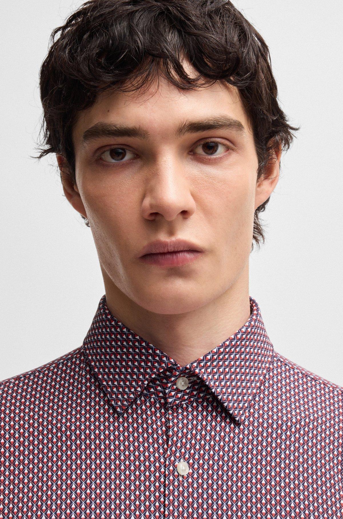 Slim-fit shirt in printed performance-stretch jersey Product Image