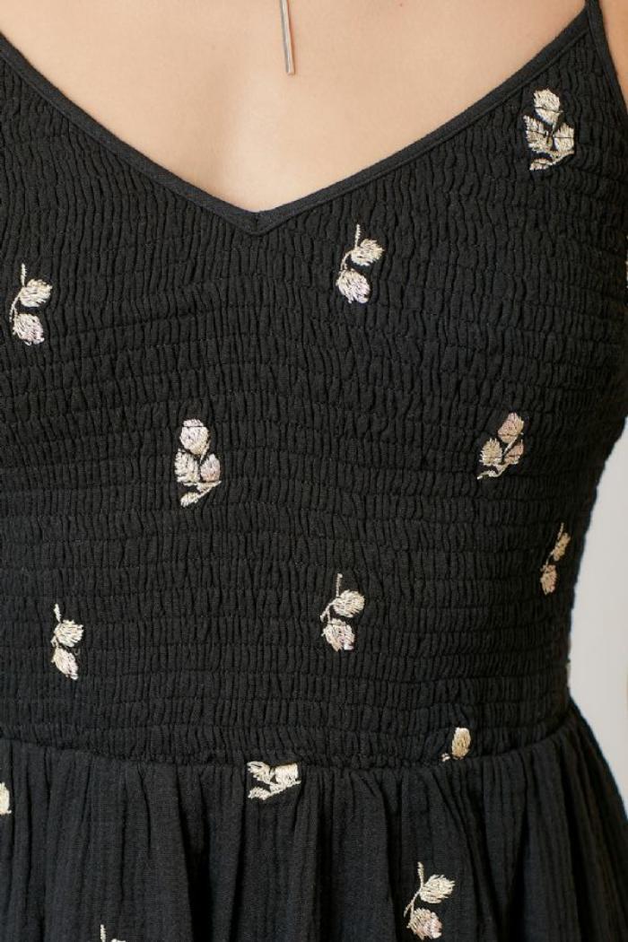 Embroidered Double Gauze Smocked Dress Product Image
