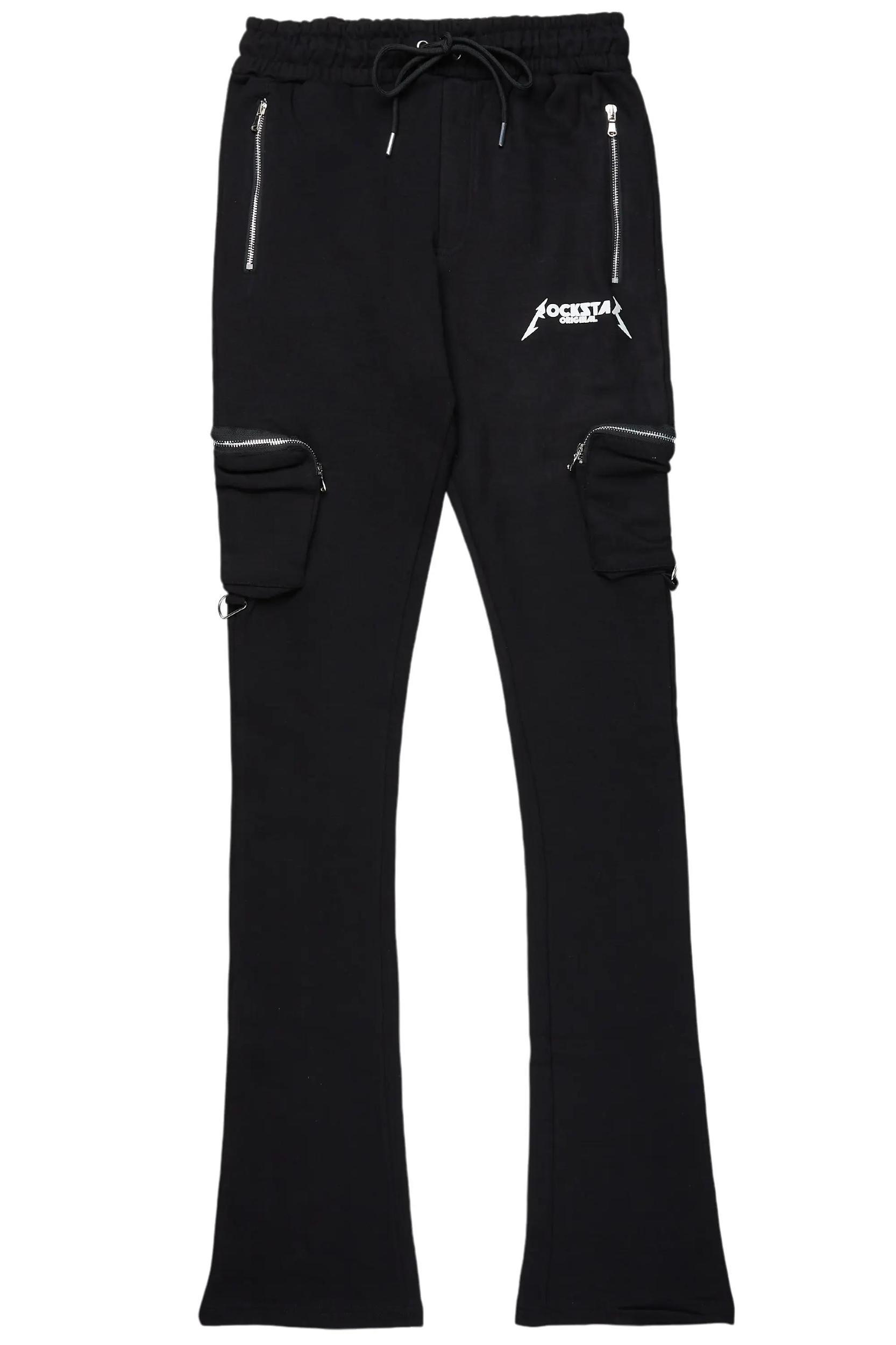 Colin Black Stacked Flare Trackpant Male Product Image