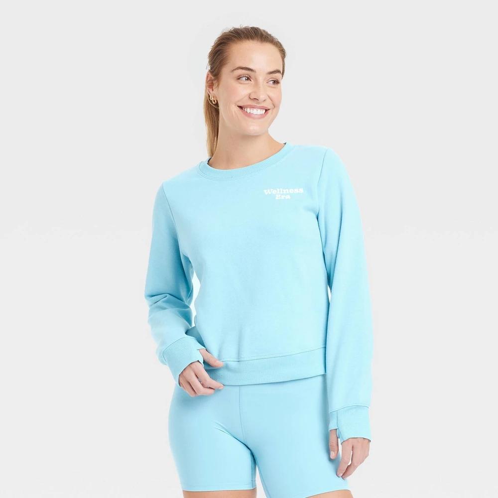 Womens Crewneck Graphic Sweatshirt - All In Motion Blue XS Product Image