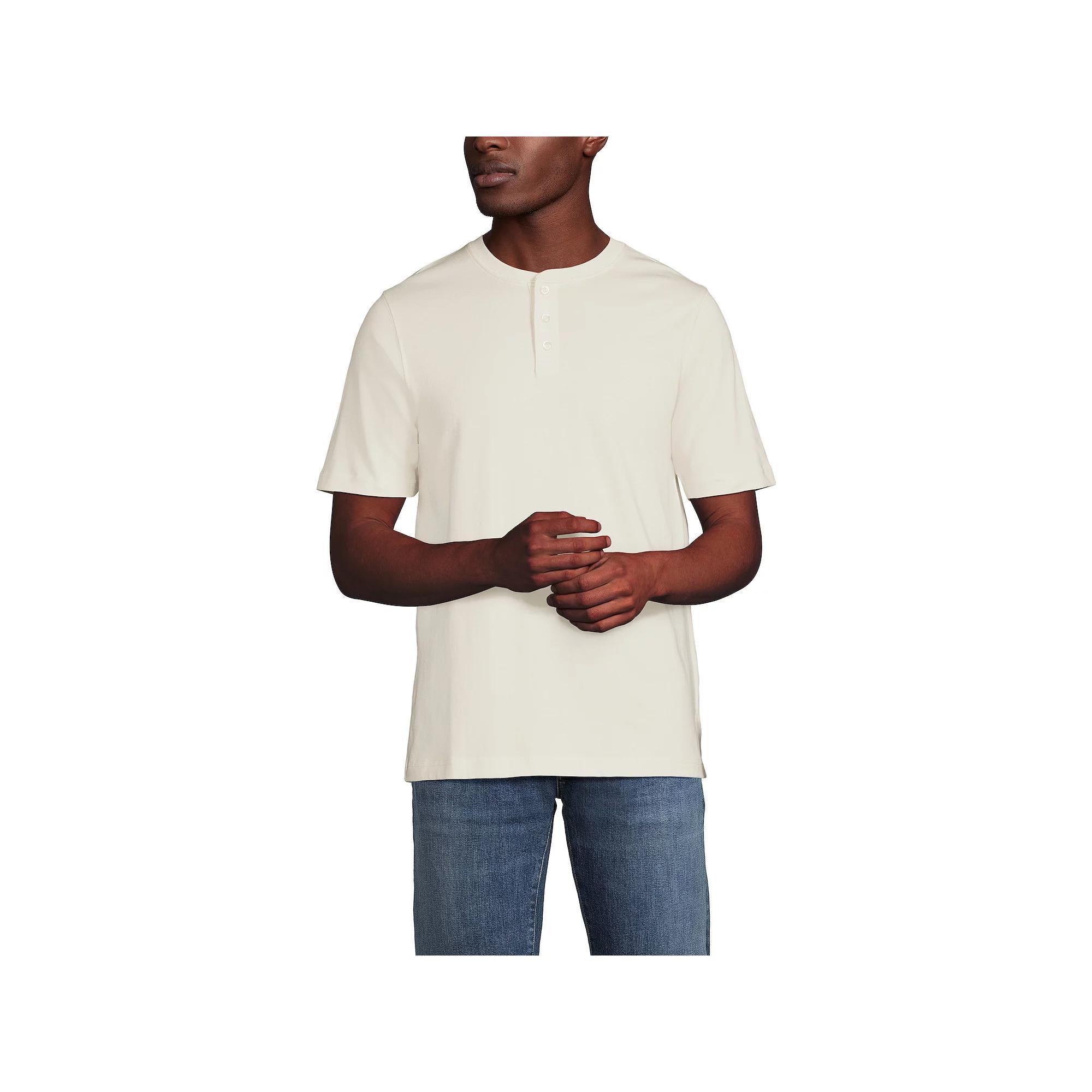 Men's Lands' End Classic-Fit Super-T Henley, Size: Large, Antique Alabaster Product Image