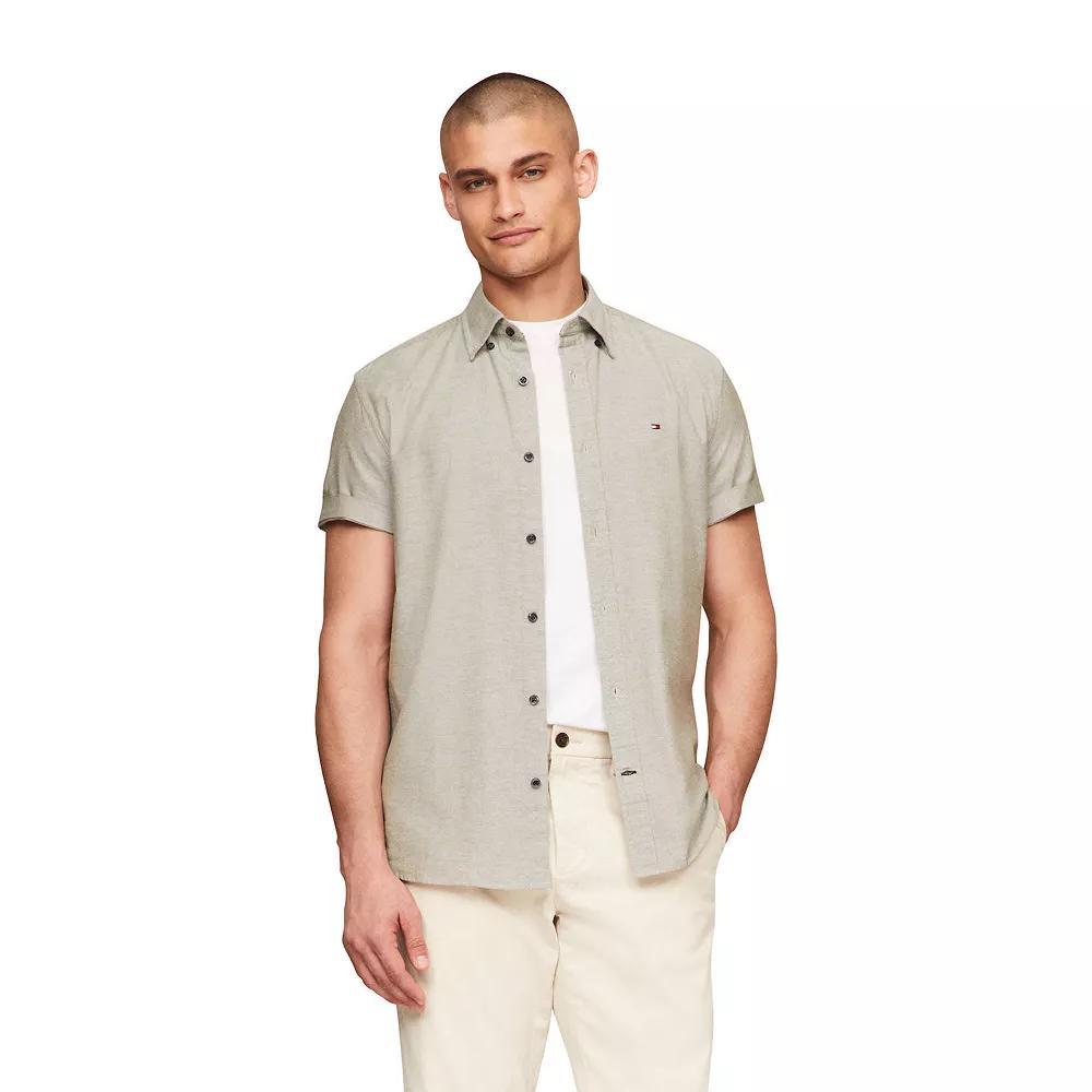Men's Tommy Hilfiger Short Sleeve Original Stretch Oxford Shirt, Size: Medium, Daisy Yellow Solid Product Image