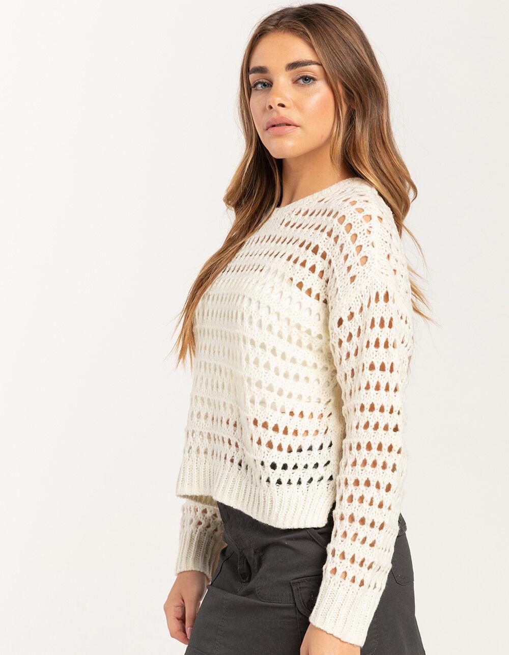 FULL TILT Essentials Open Knit Womens Pullover Sweater - BLACK Product Image