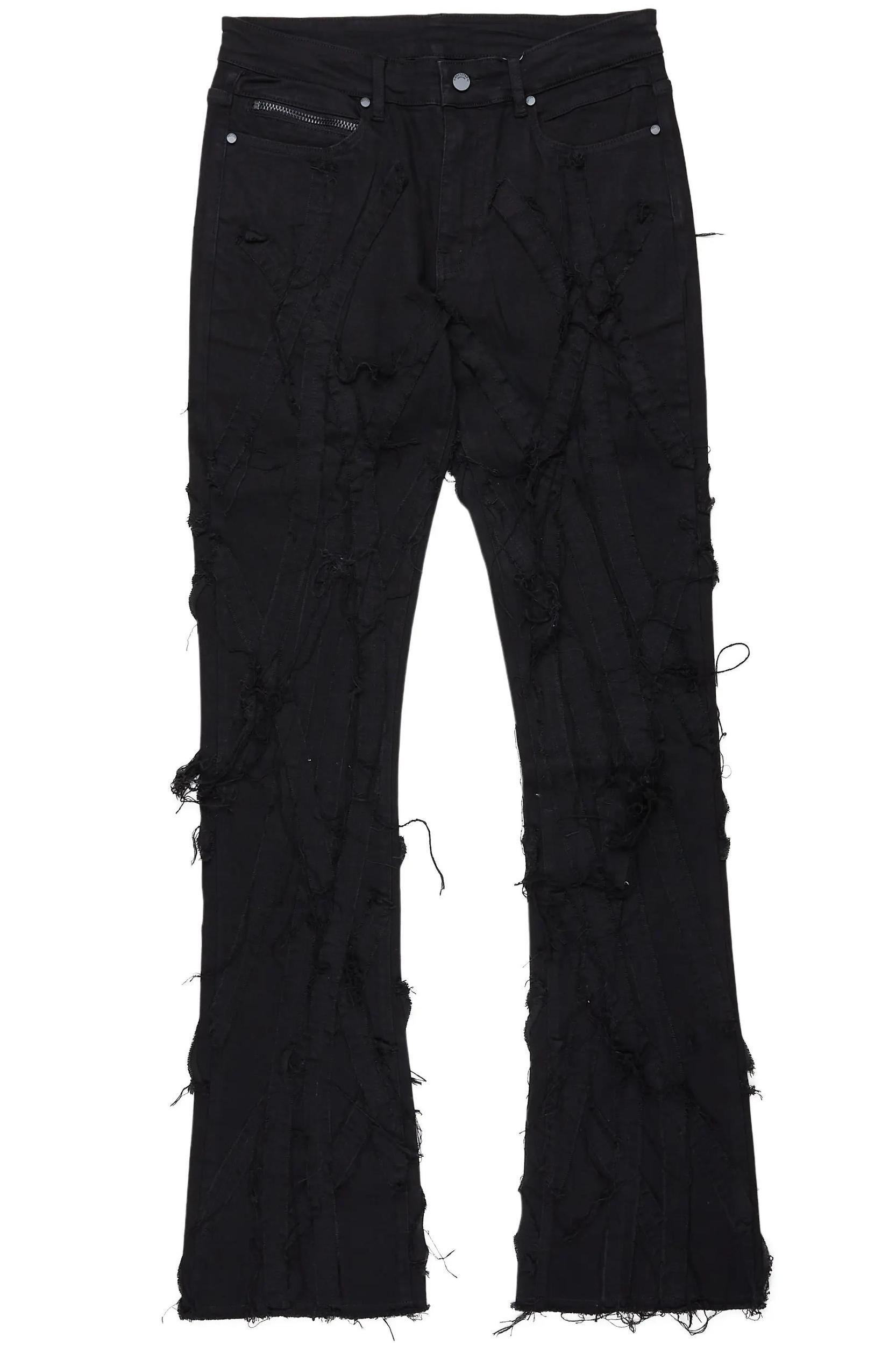 Gennaro Black Stacked Flare Jean Male Product Image