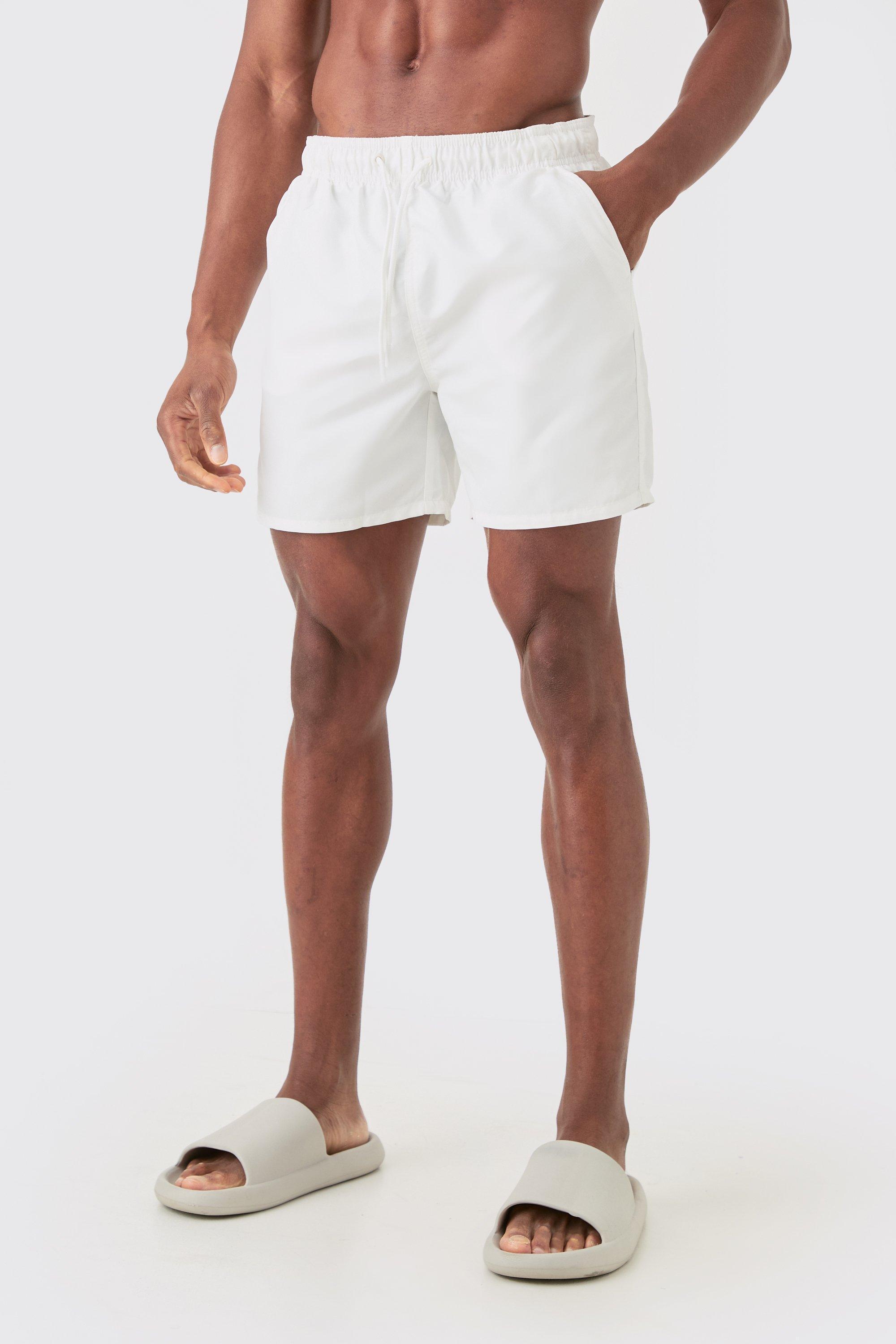 Mens Plain Mid Length Trunks - Pink Product Image