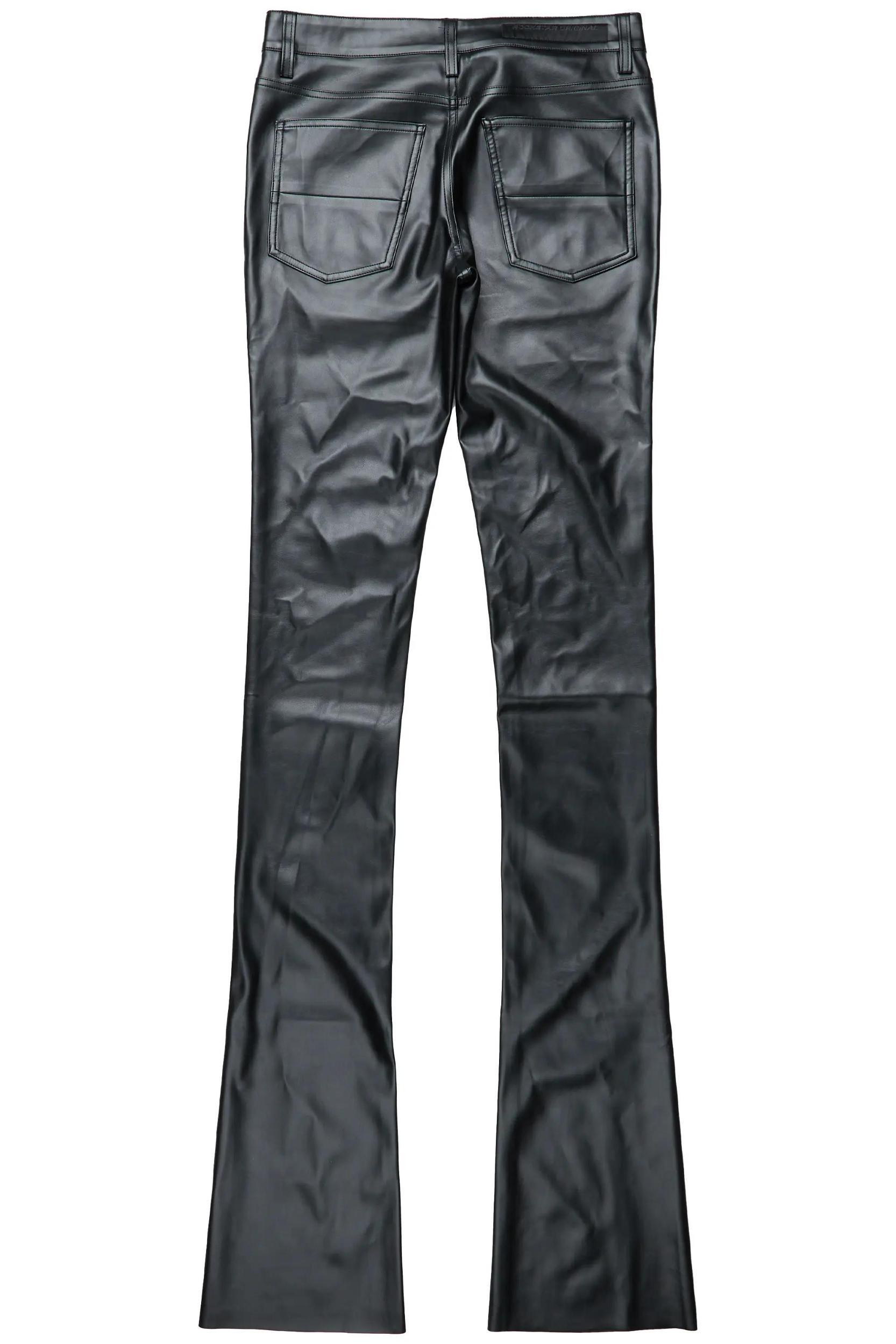 Ricky Black Super Stacked Faux Leather Pant Male Product Image