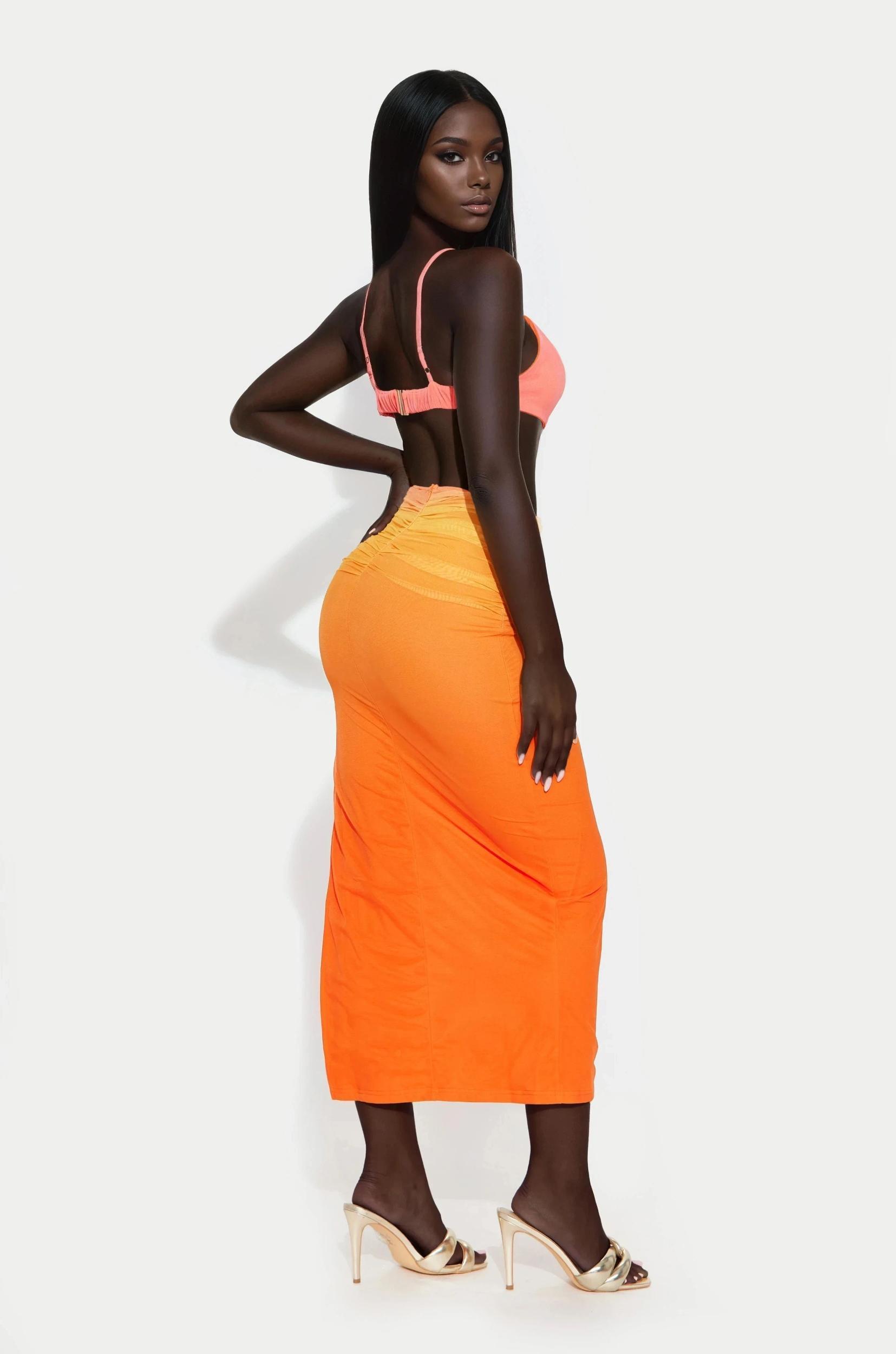 Oceana Ombre Mesh Maxi Dress - Orange/combo Product Image