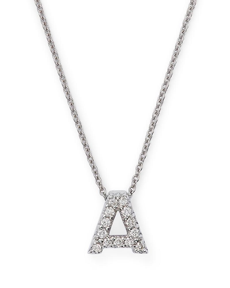 Roberto Coin 18K White Gold Initial Love Letter Pendant Necklace with Diamonds, 16 Product Image