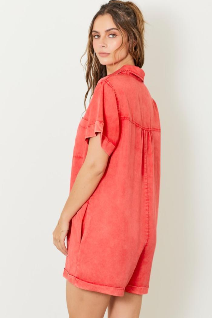 Washed Denim Romper Product Image