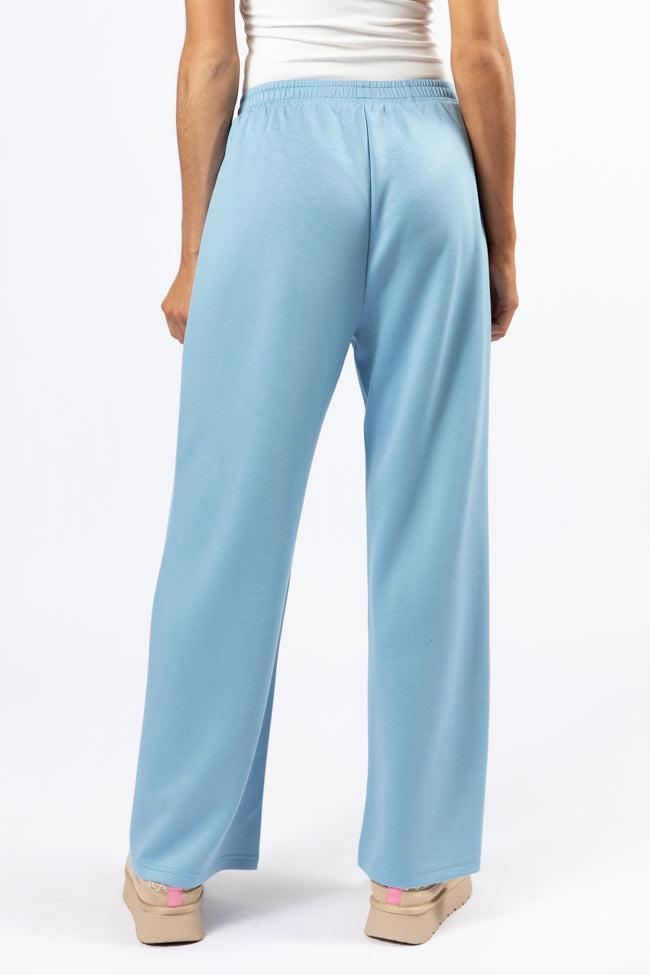 Let's Just Stay Blue Knit Wide Leg Pants FINAL SALE Product Image