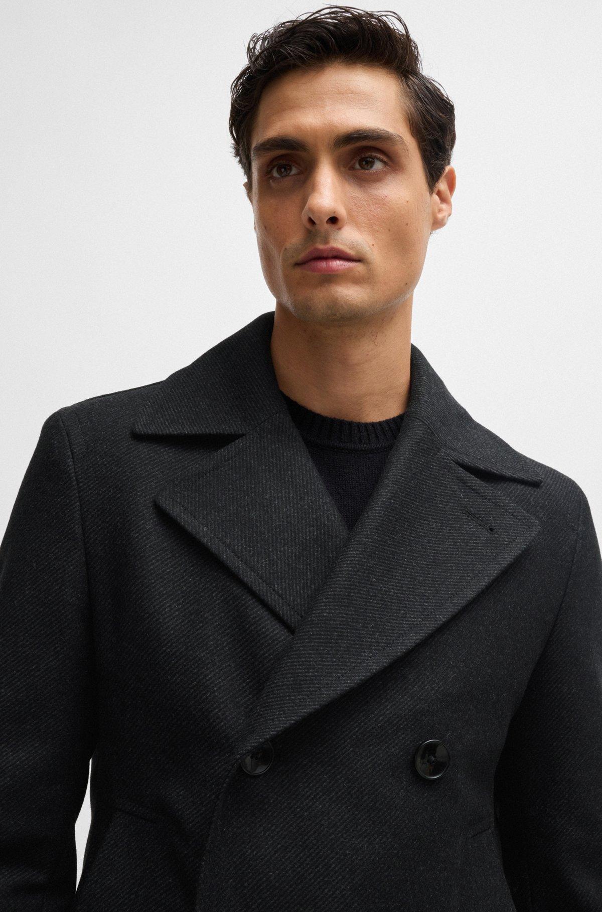Slim-fit double-breasted coat in wool Product Image