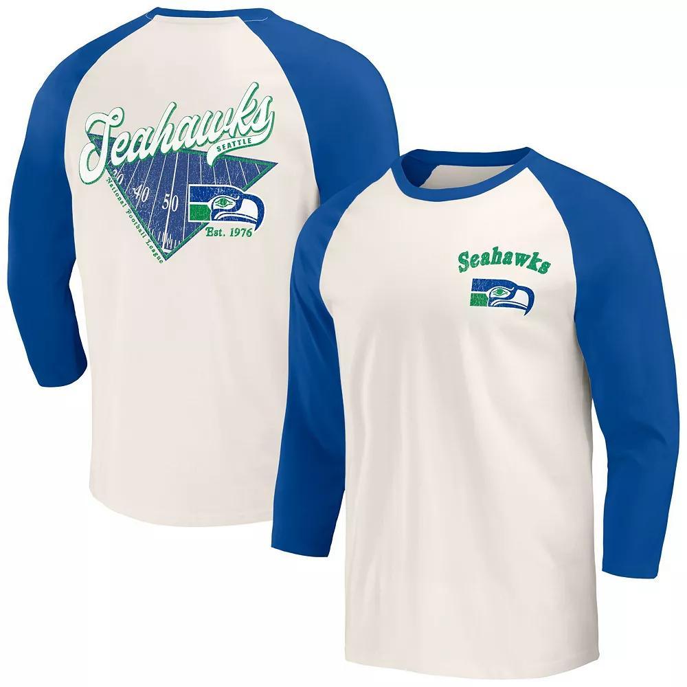 Men's Darius Rucker Collection by Fanatics Royal/White Seattle Seahawks Raglan 3/4 Sleeve T-Shirt, Size: 3XL, Blue Product Image