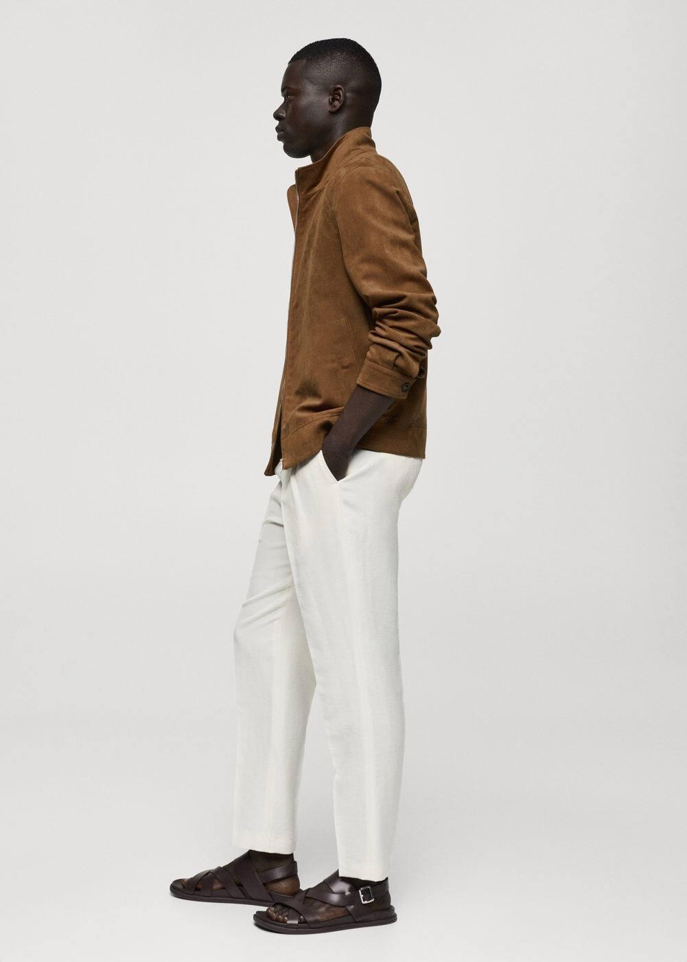 Suede-effect jacket with zip - Men | MANGO USA Product Image