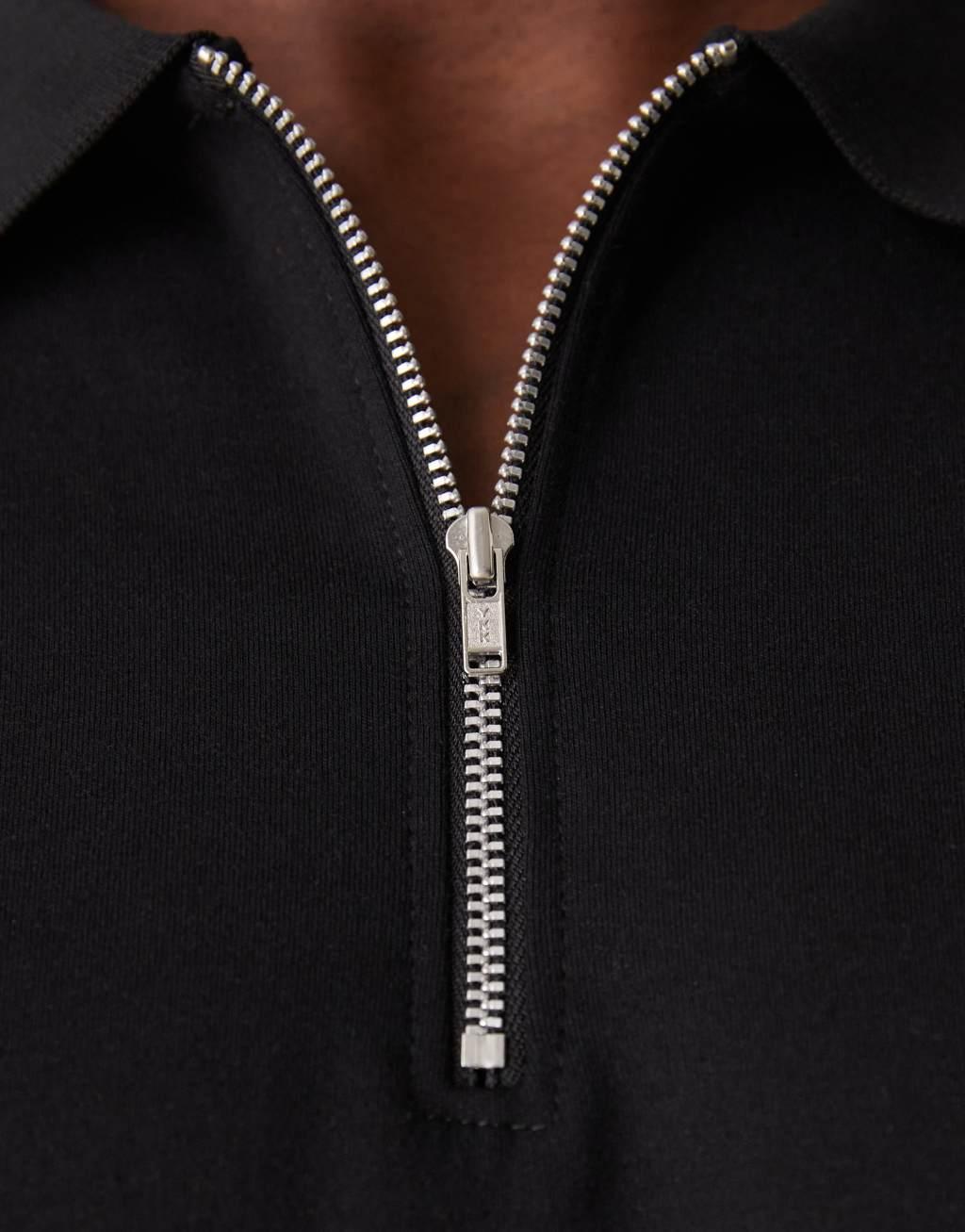 ASOS DESIGN Premium interlock polo 300gsm in black Product Image