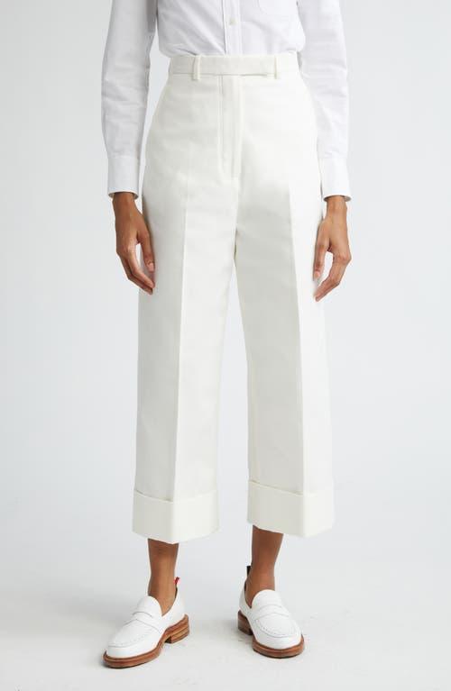 Womens Canvas Cotton High-Rise Straight Trousers Product Image