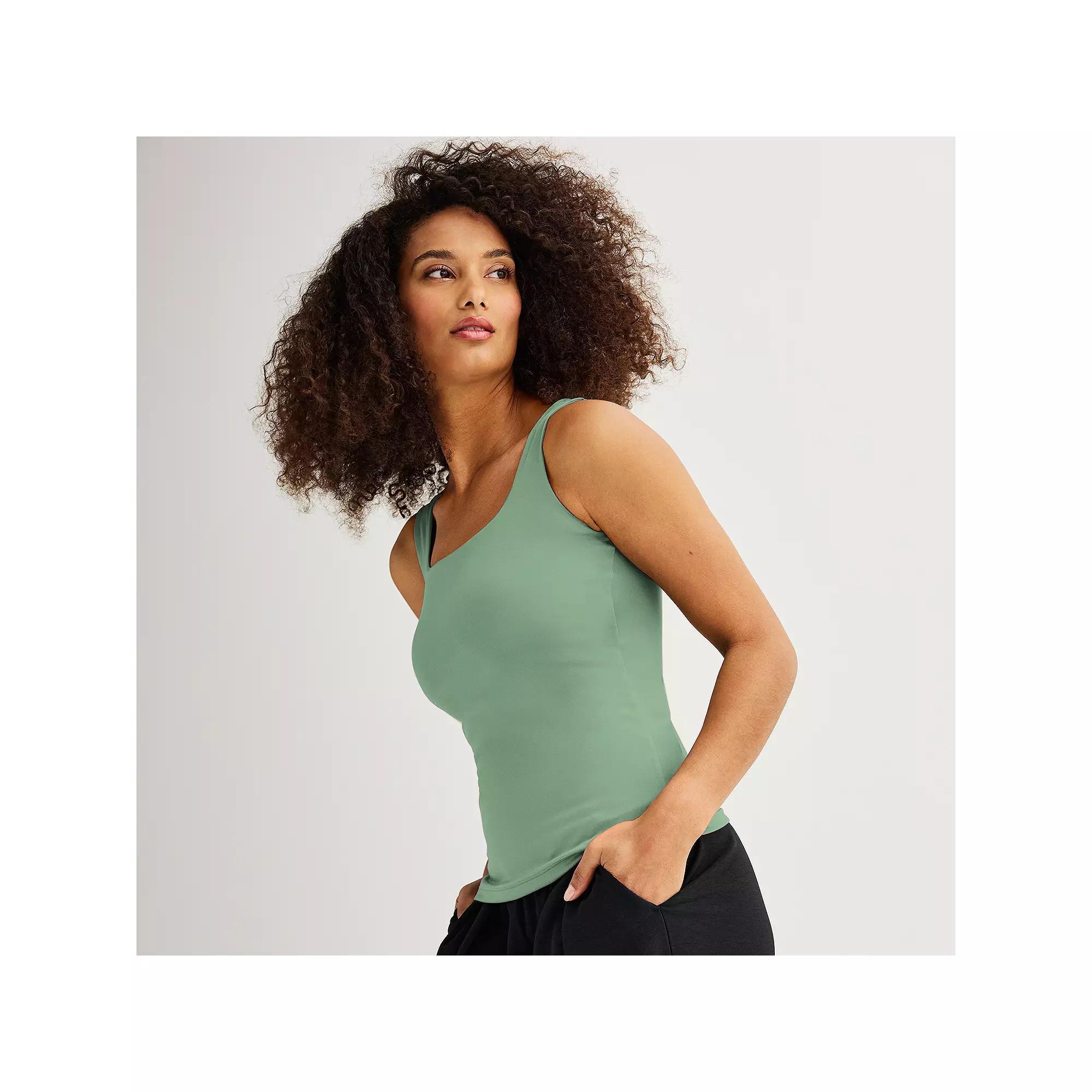 Women's Nine West Sculpt Squareneck Tank Top, Size: Small, Carolina Bay Product Image