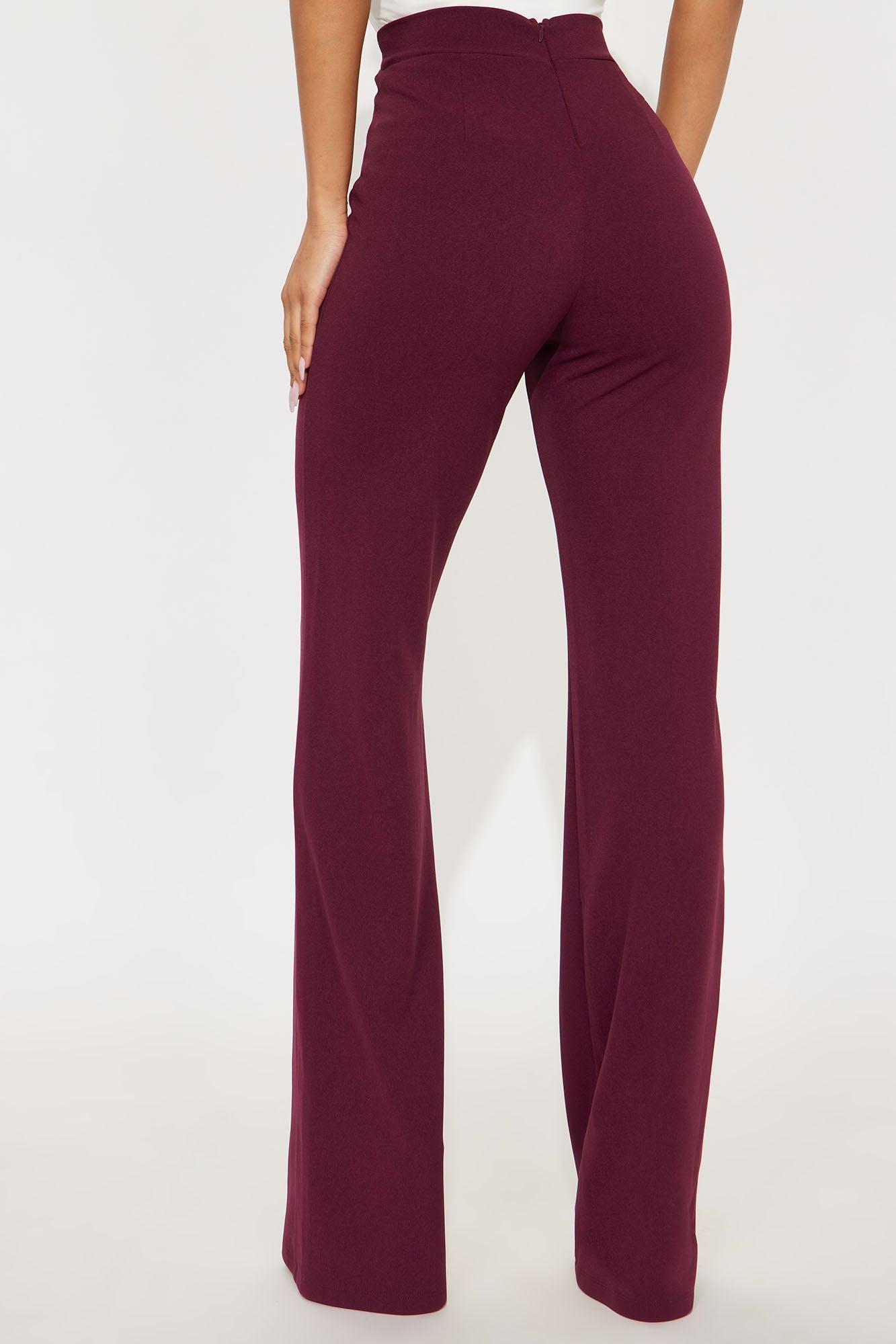 Tall Victoria High Waisted Dress Pants - Burgundy Product Image