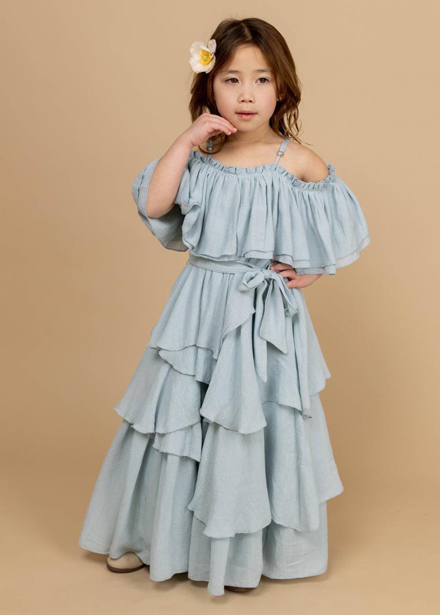 Litta Dress in Pale Blue Girls Product Image