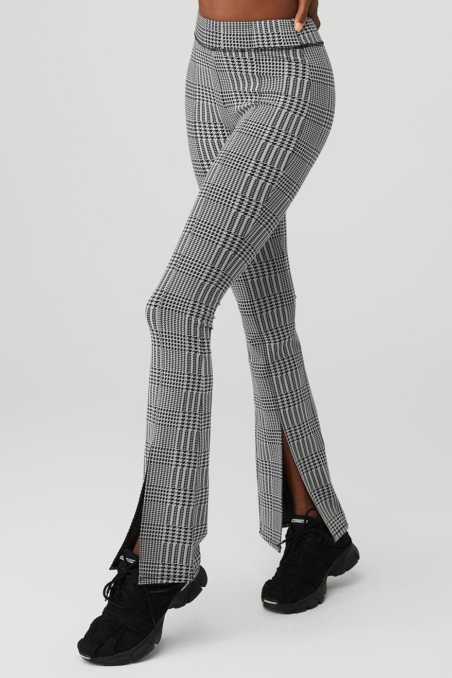 Jacquard High-Waist Glenplaid Flutter Legging - Titanium/Black Product Image