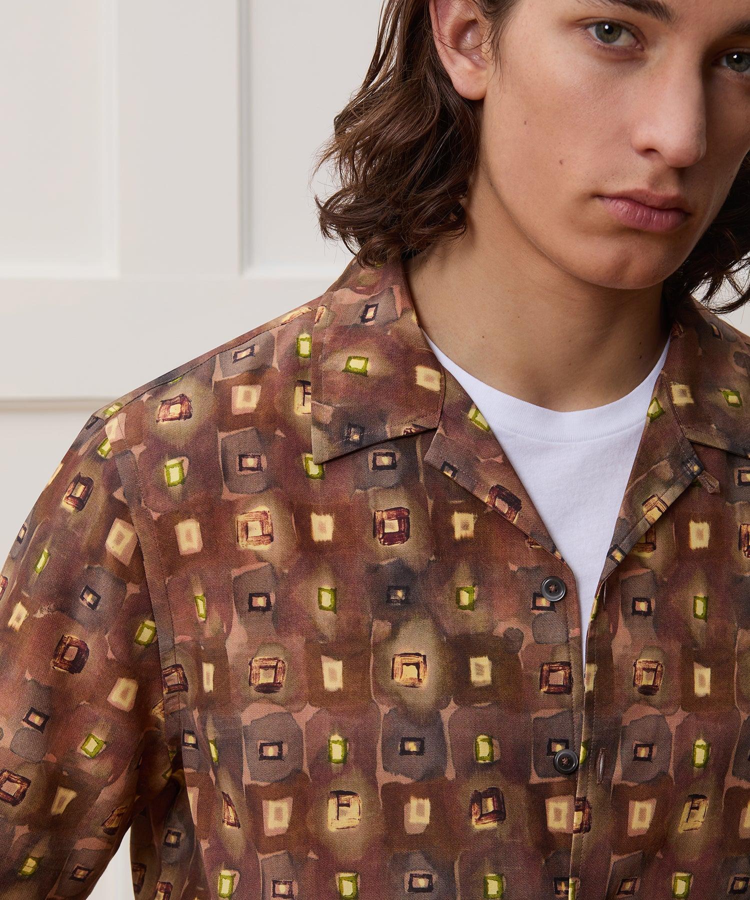 Cropped Silk-Cotton Camp Collar Shirt Product Image