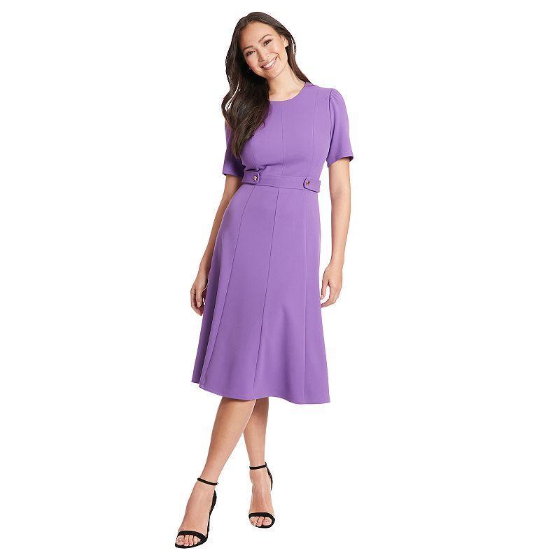 Womens London Times Solid Side Tab Fit & Flare Dress Product Image