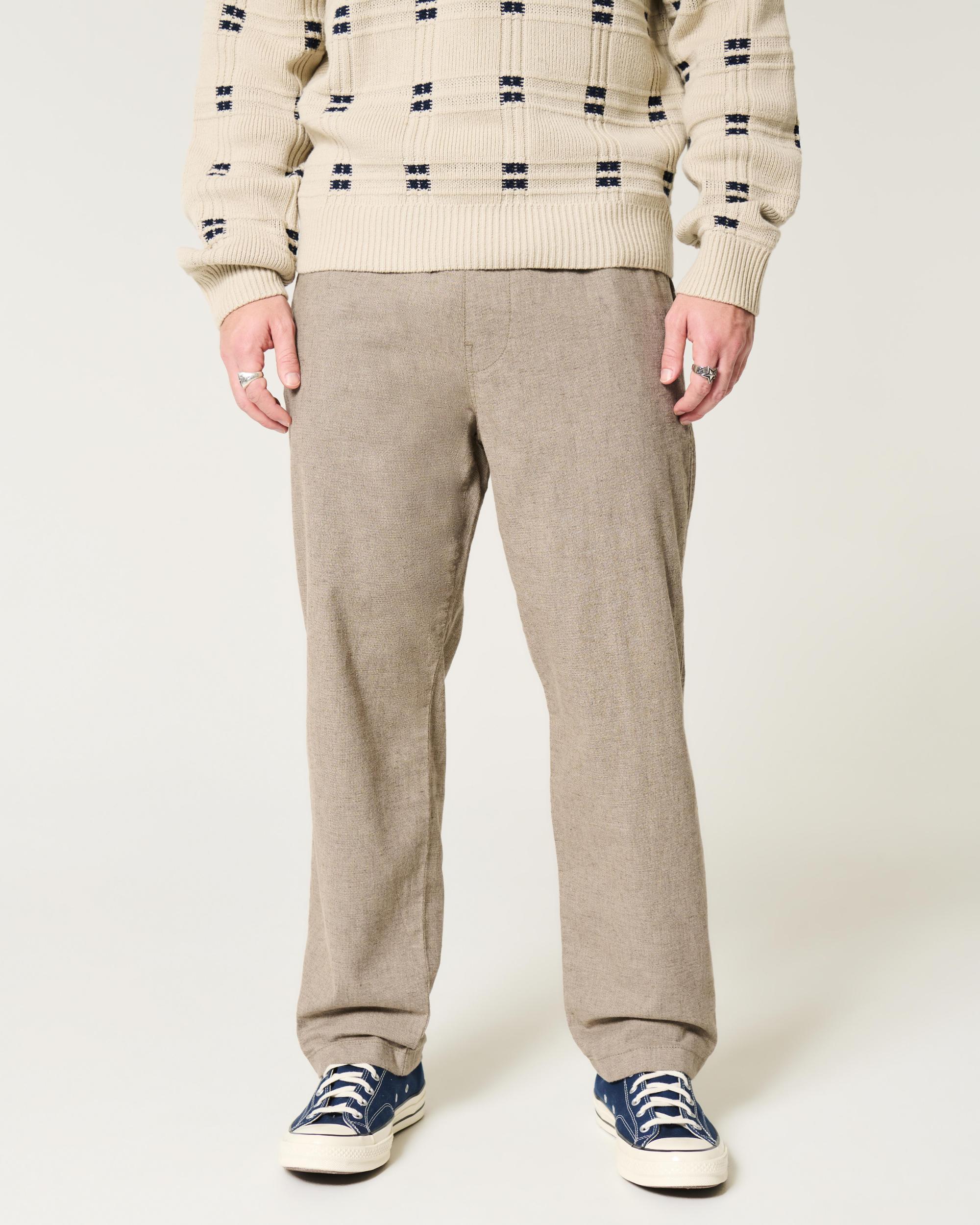 Linen-Blend Loose Pull-On Pants Product Image